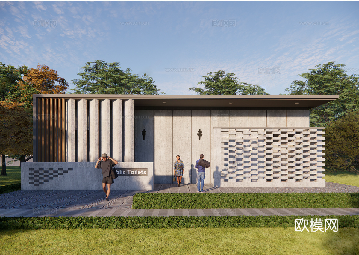 现代公厕 公共卫生间建筑su模型