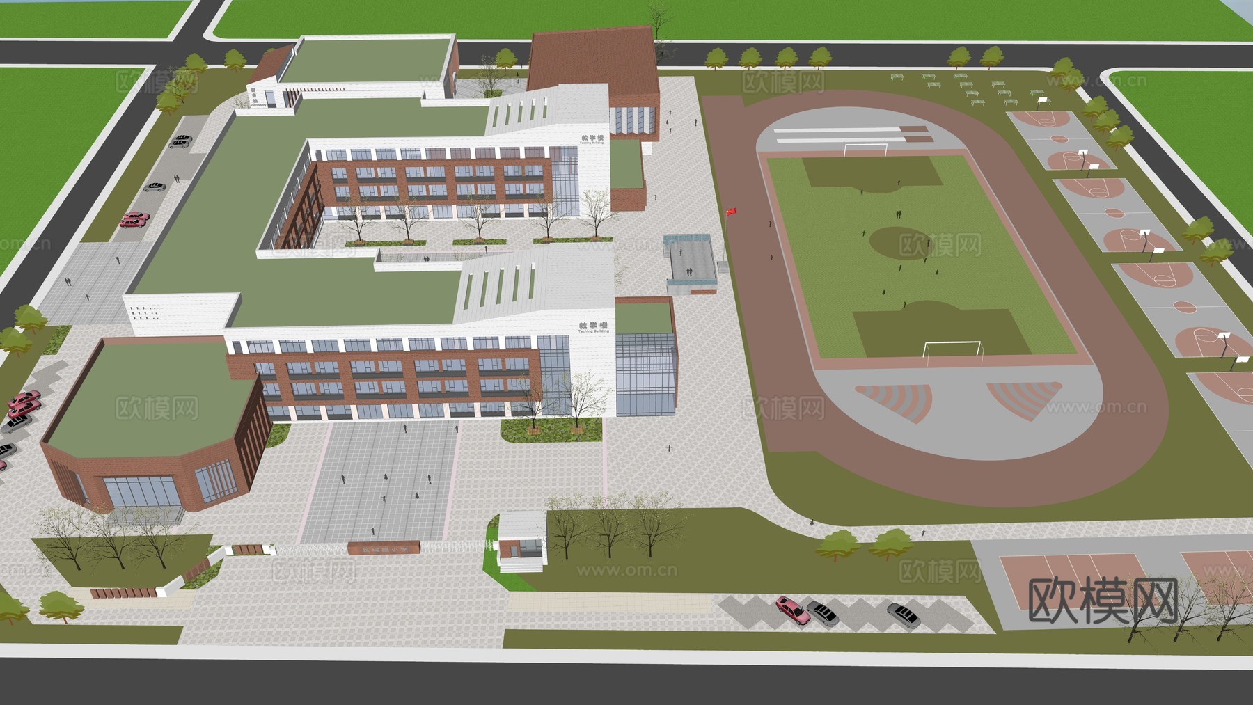 现代风格学校su模型