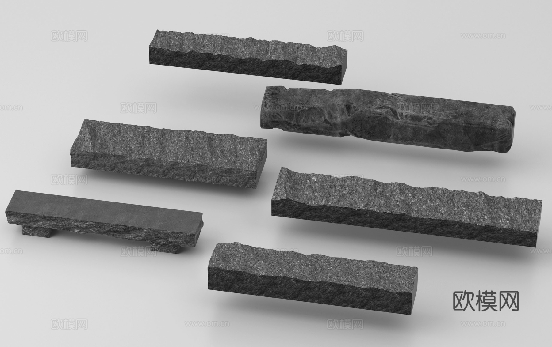 新中式条石 景观条石 景石 条石坐凳su模型