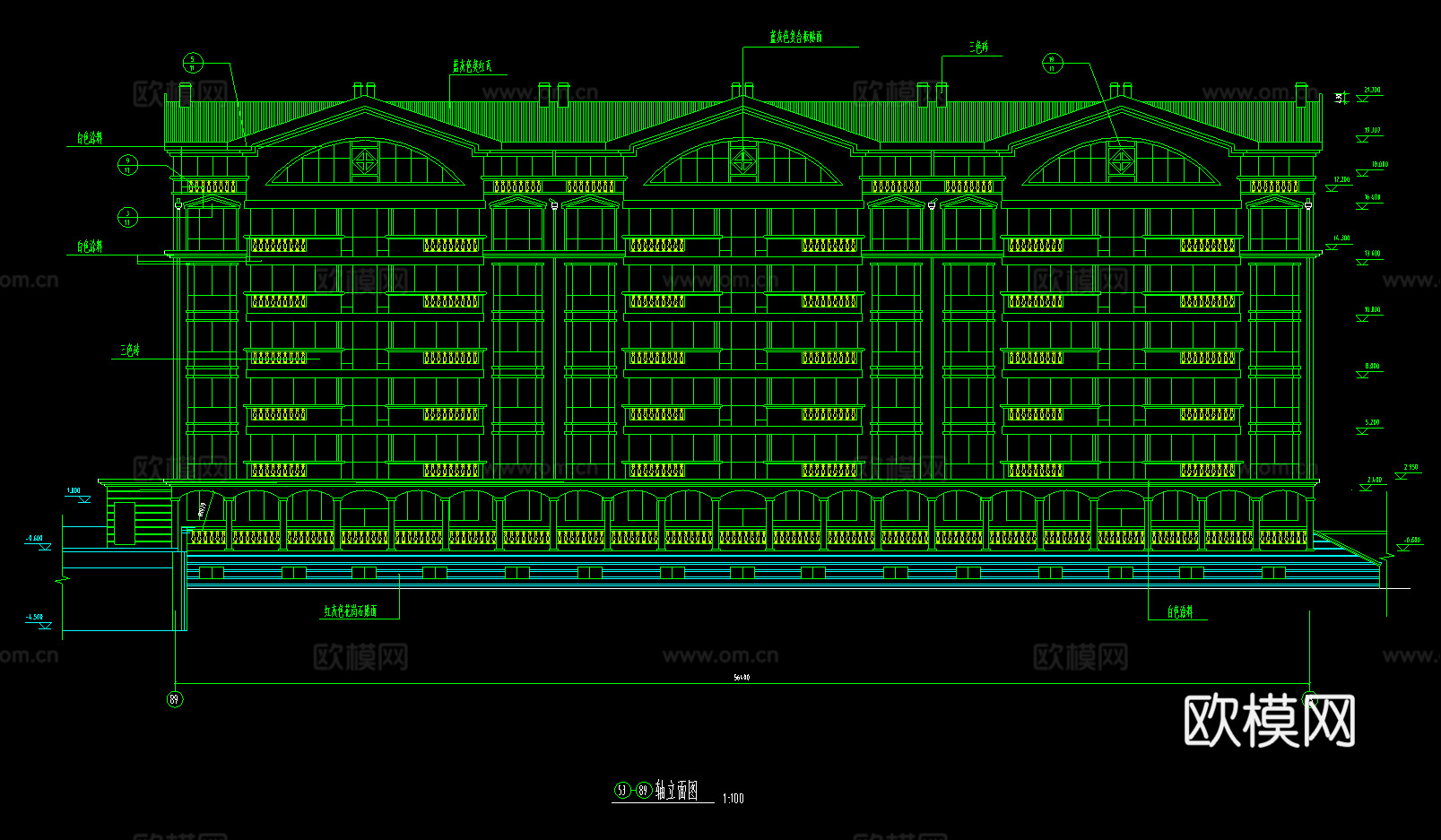 七层建筑施工图cad施工图