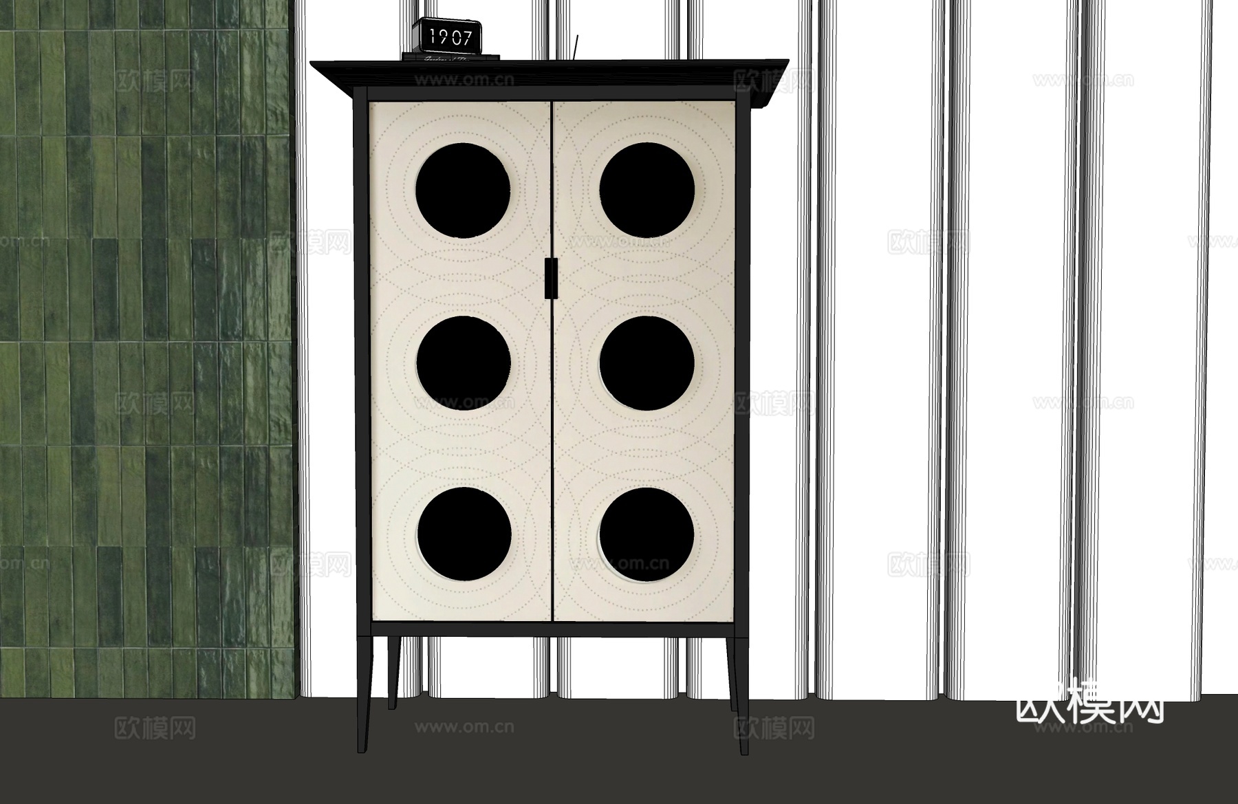 现代法式边柜 现代法式装饰柜 现代法式玄关柜 法式中古衣柜su模型