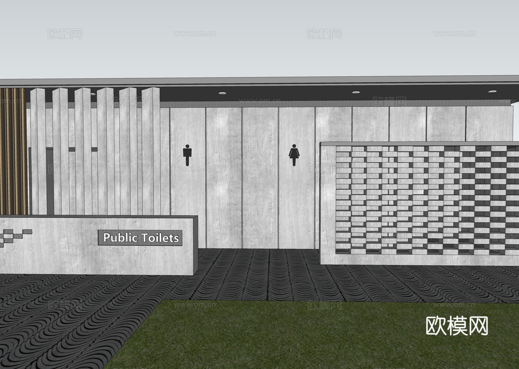 现代公厕 公共卫生间建筑su模型