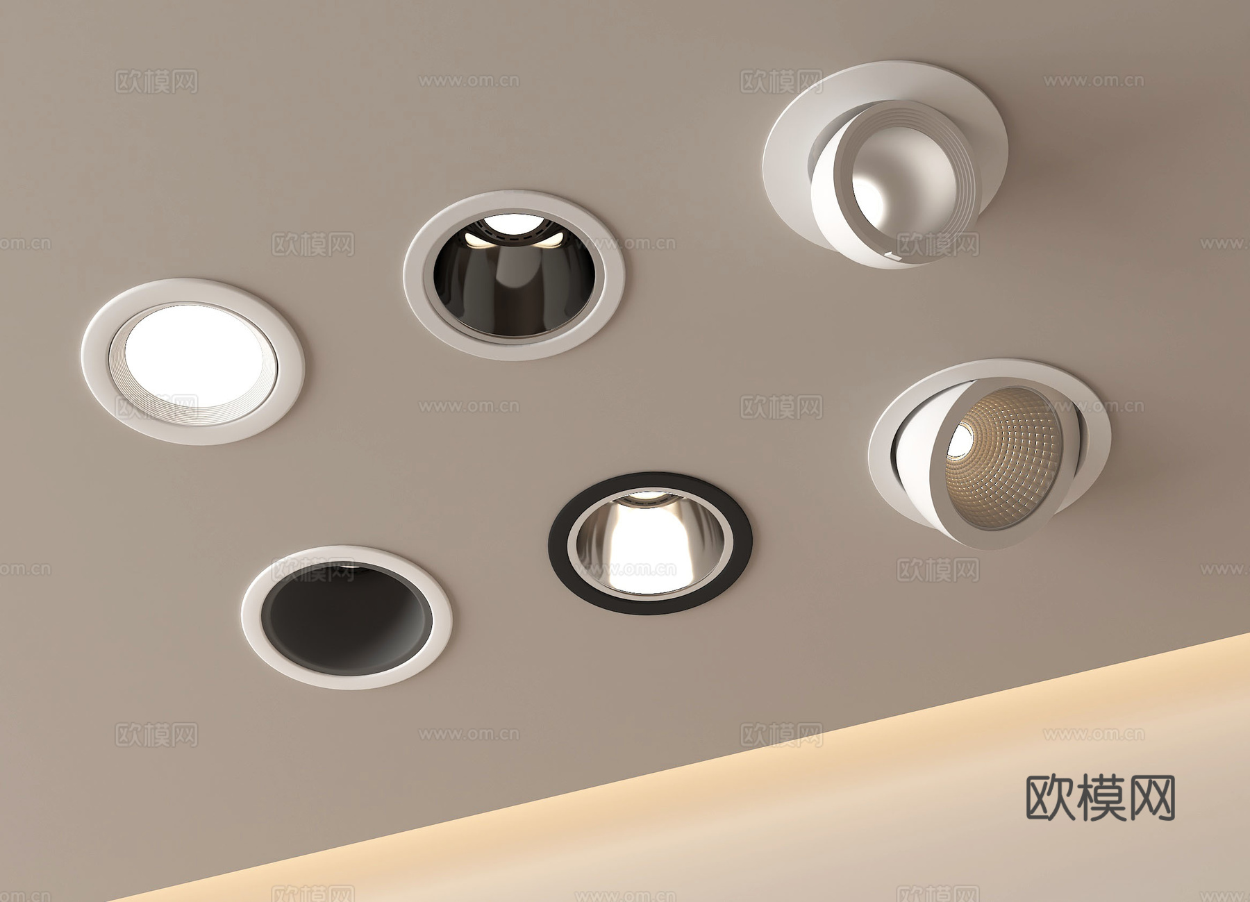 现代筒灯射灯组合 内嵌筒灯射灯 山丘灯 转向式射灯3d模型下载