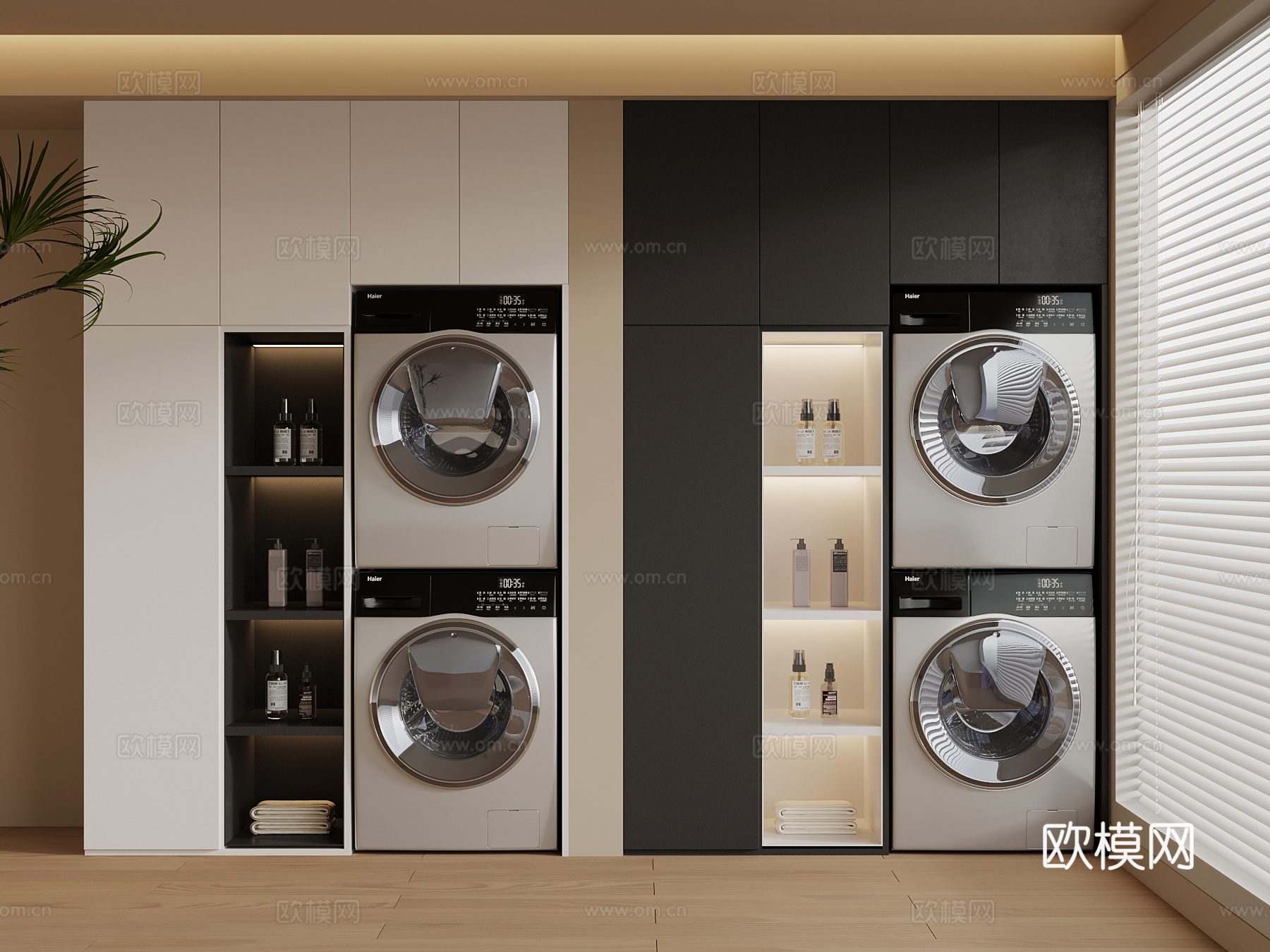 现代极简洗衣机柜 阳台柜3d模型下载