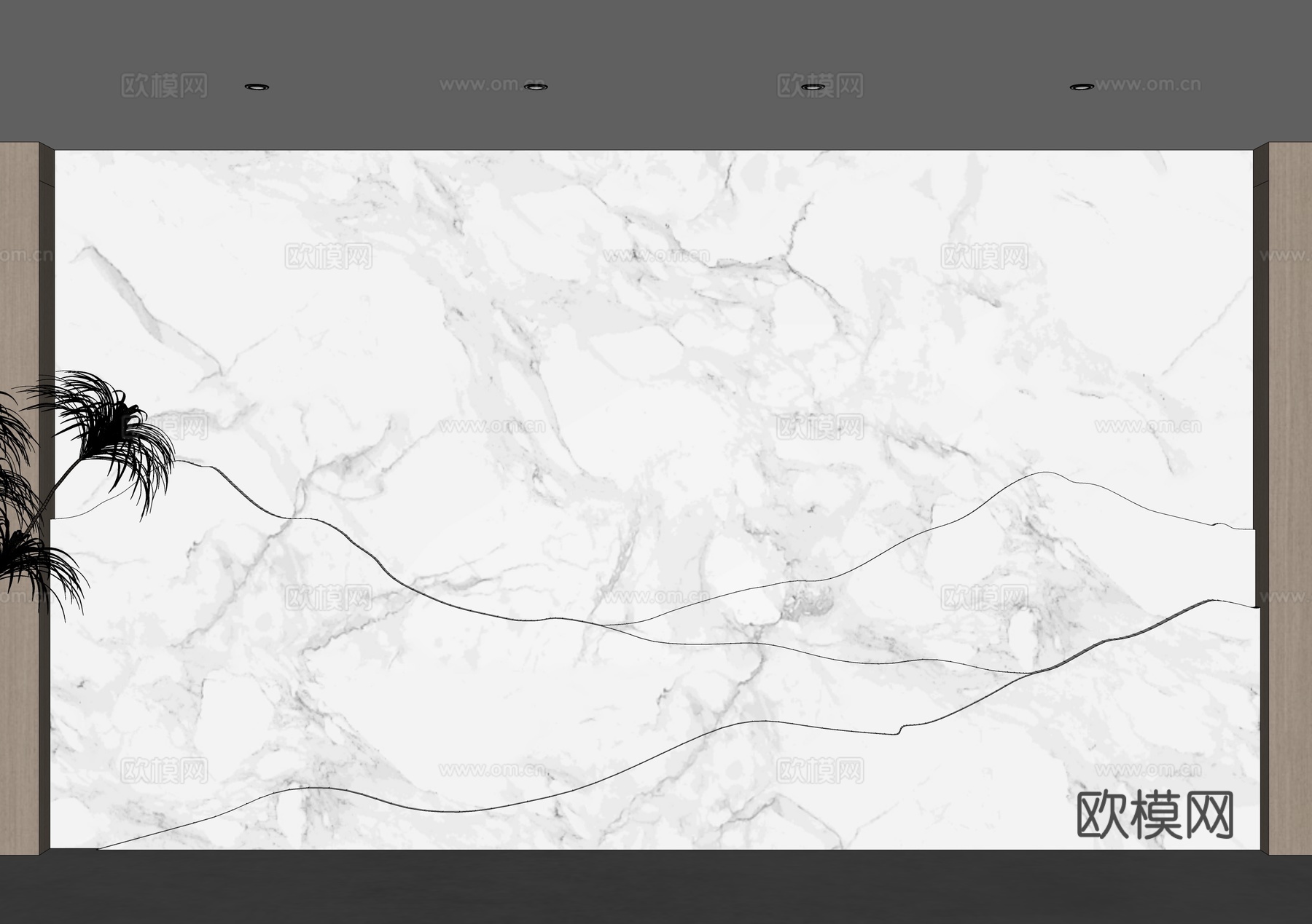 现代大理石背景墙 前台背景墙 沙发背景墙 客厅景墙 山水背景su模型
