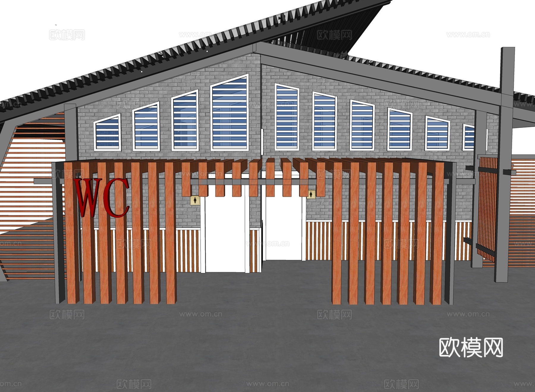现代户外公共厕所 公厕建筑su模型
