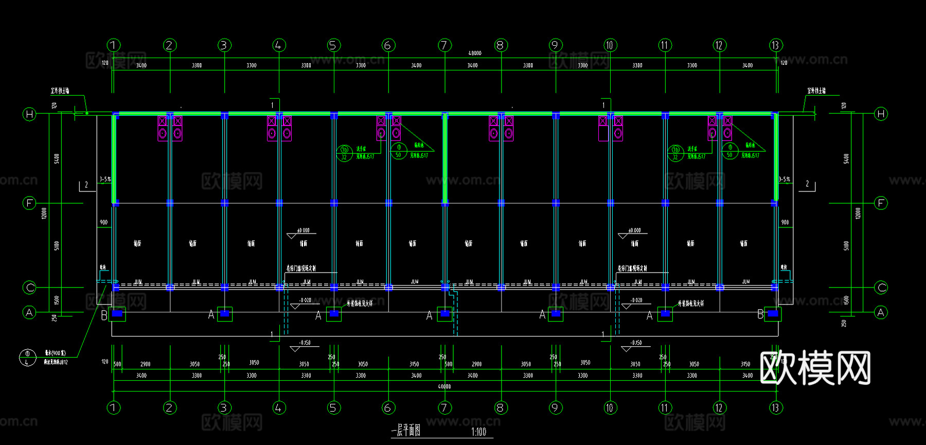 六层建筑施工图cad施工图