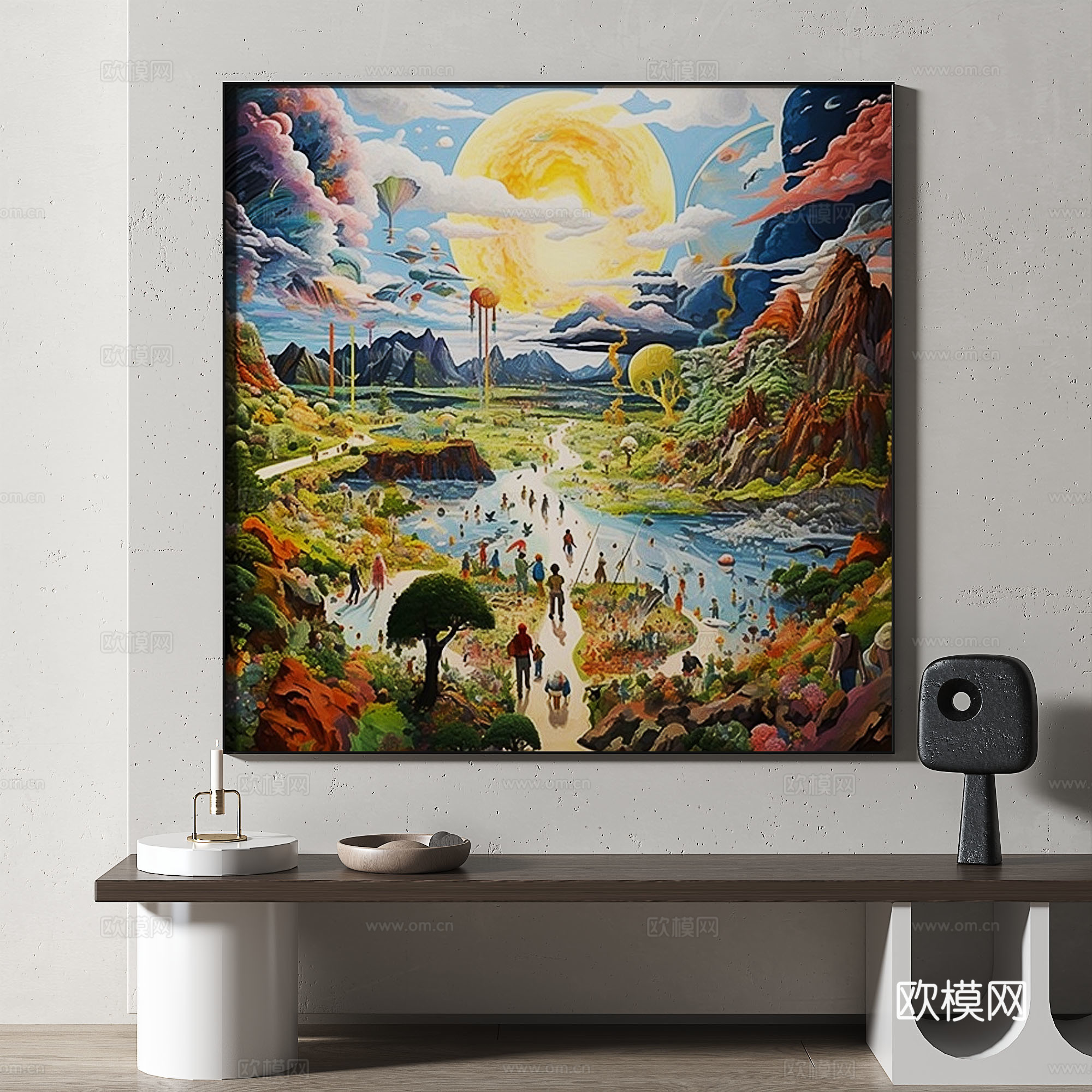 现代，复古，抽象，油彩，风景，装饰画免费3d模型