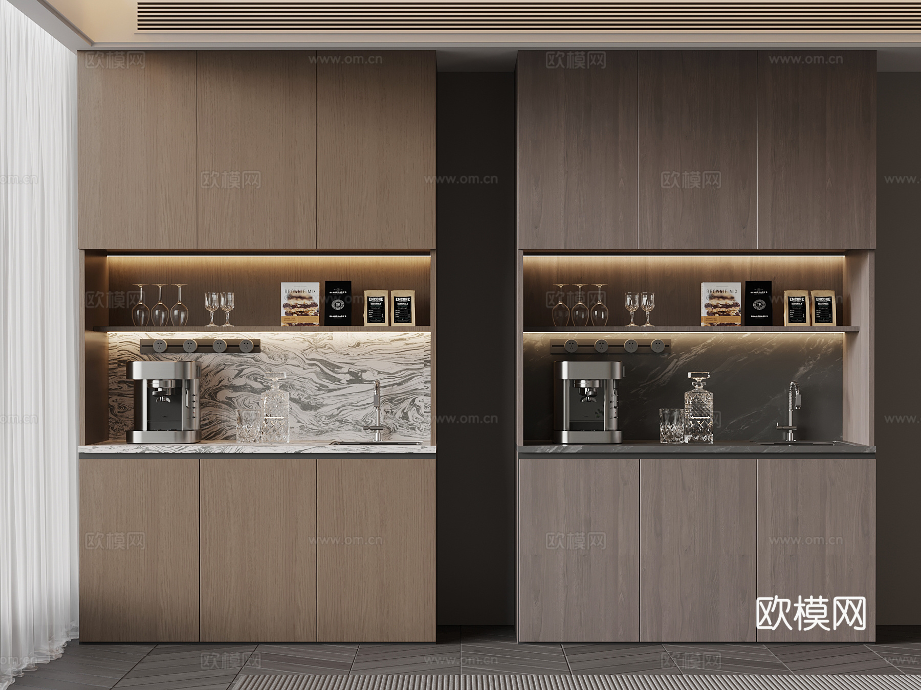 意式极简餐边柜 橱柜su模型