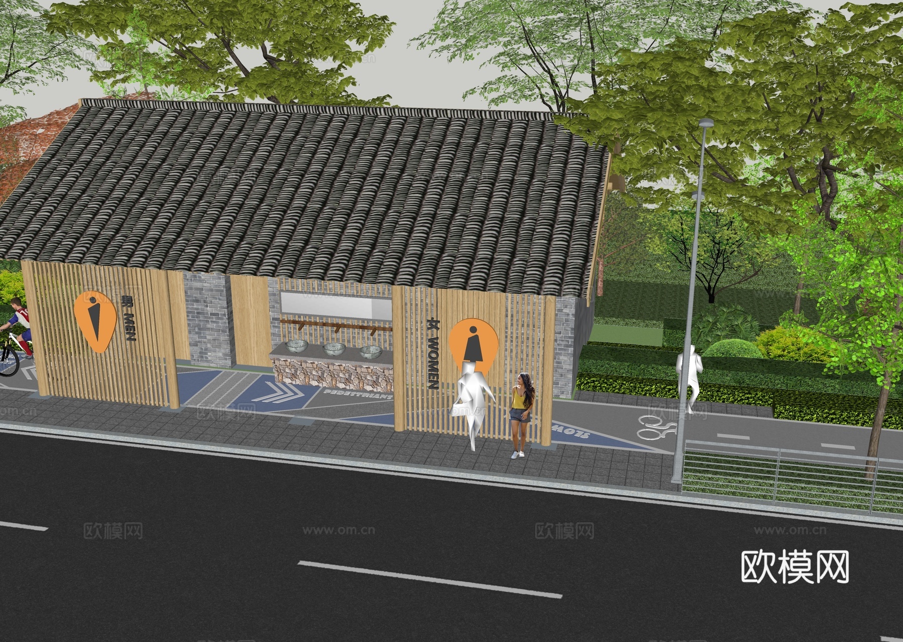 新中式公厕 新中式小公建su模型