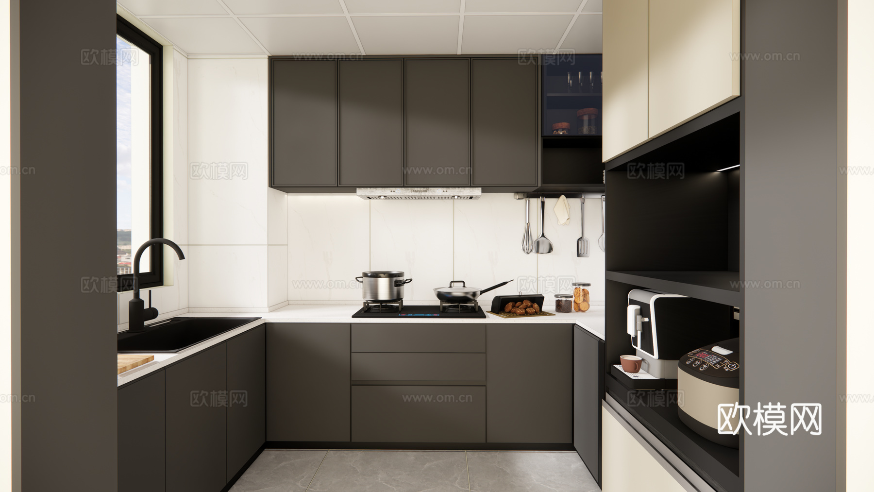 开放式厨房su模型