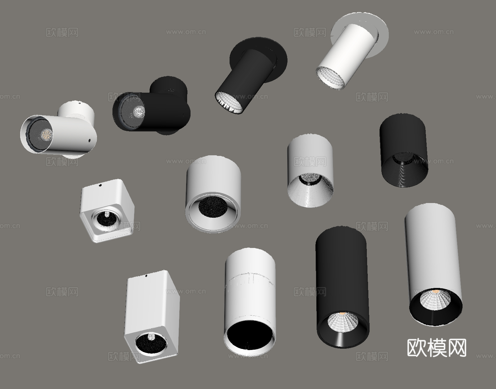 现代筒灯射灯 明装射灯筒灯 转向式射灯su模型