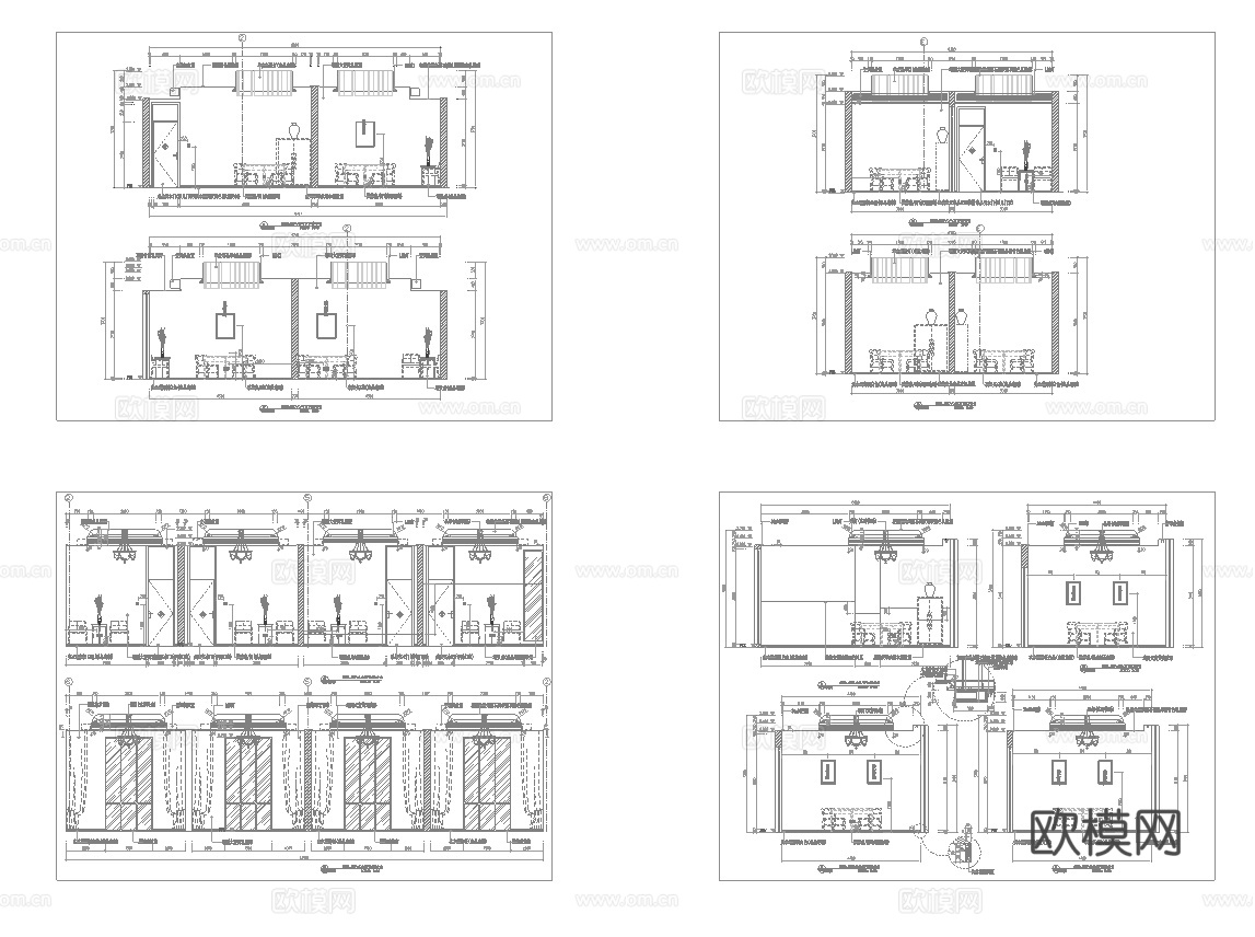最新10套 棋牌室 施工图合集cad施工图