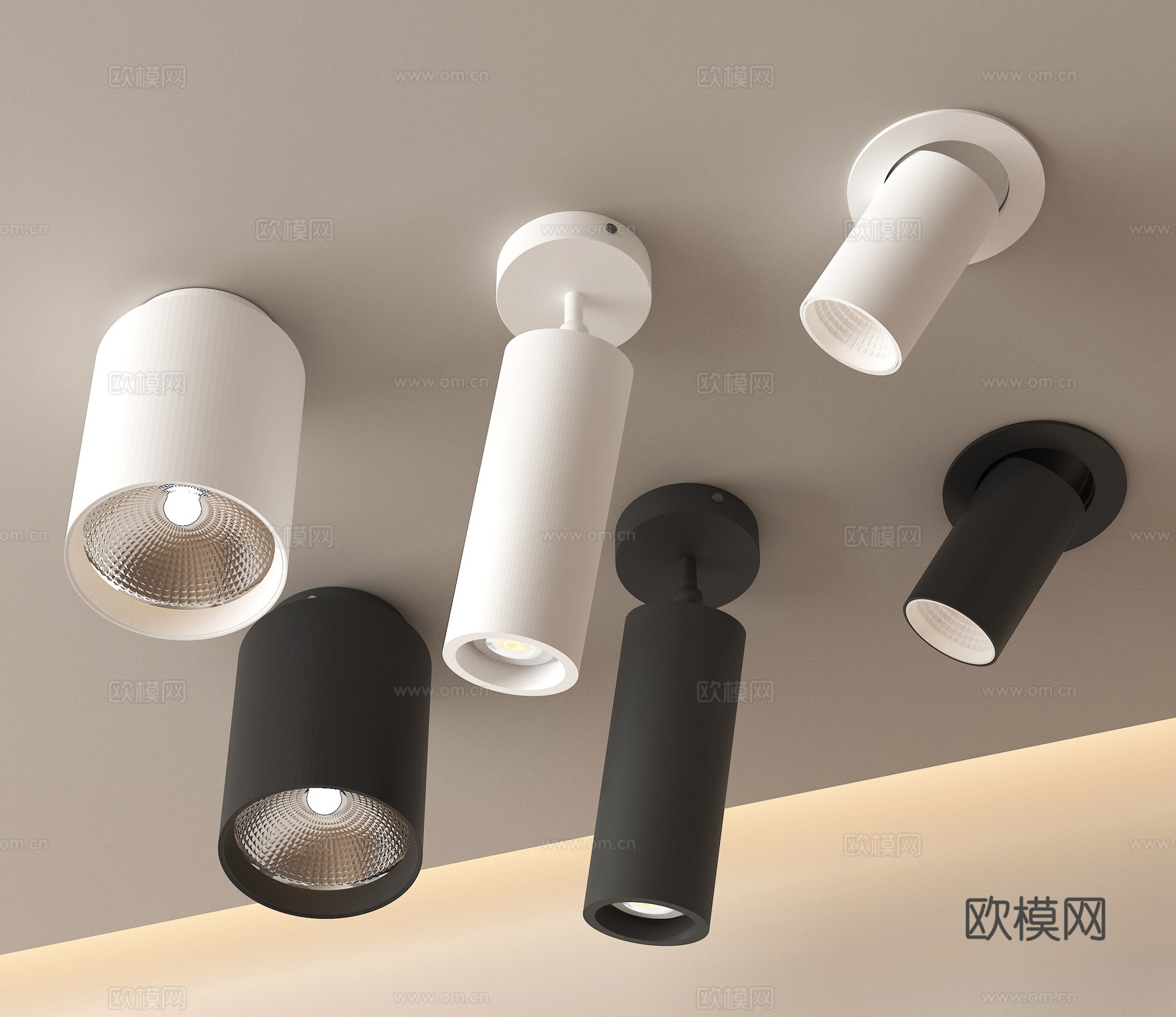 现代筒灯射灯 明装筒灯射灯 转向式射灯su模型