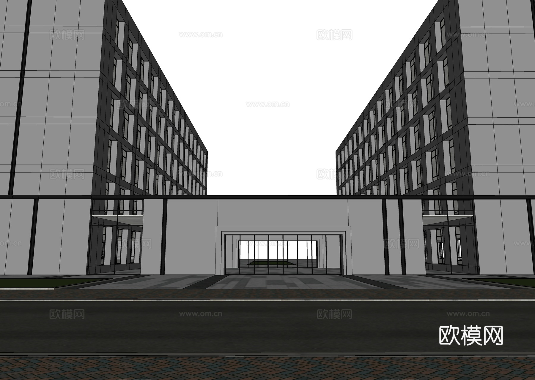 现代学校建筑 宿舍楼建筑su模型