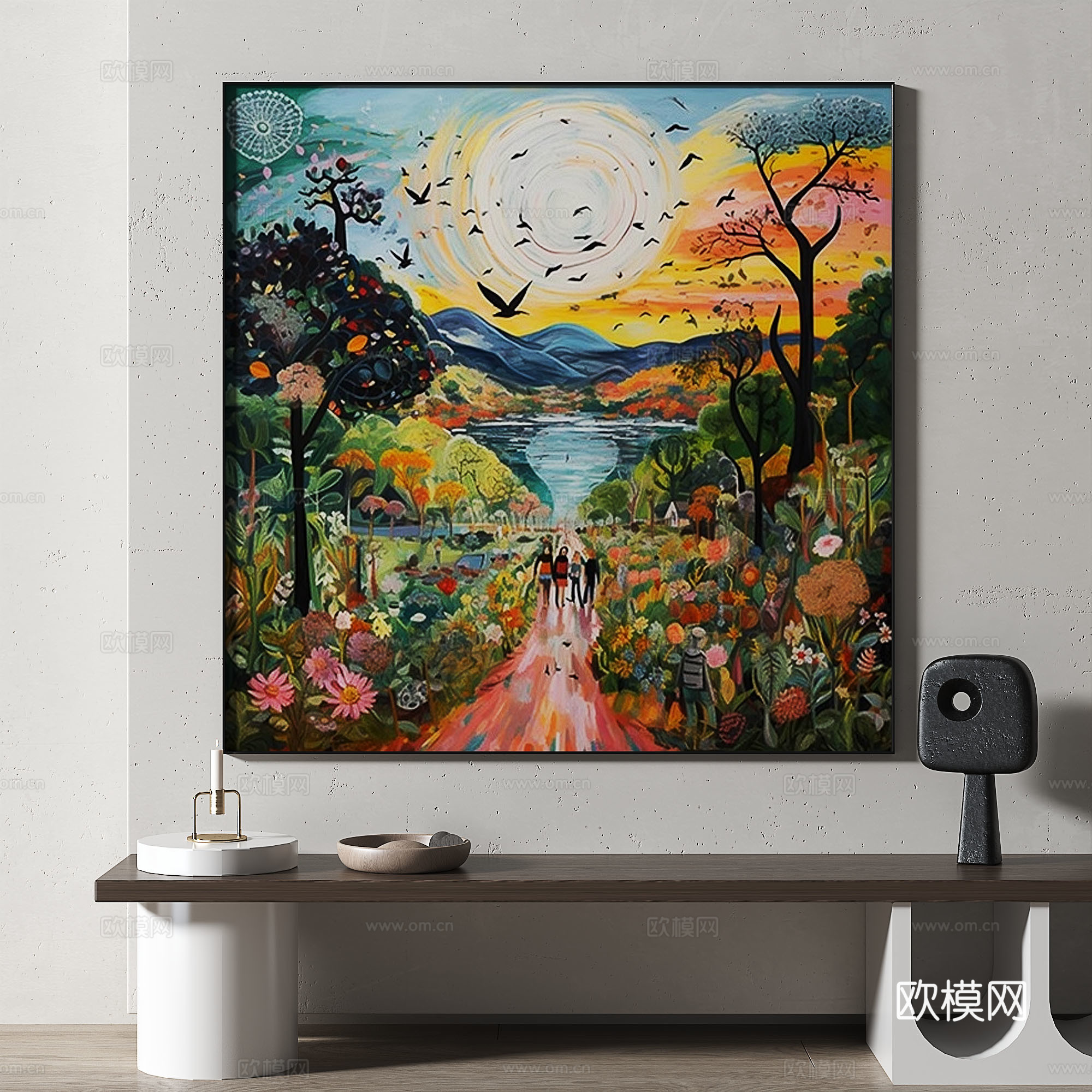 现代，复古，抽象，油彩，风景，装饰画免费3d模型