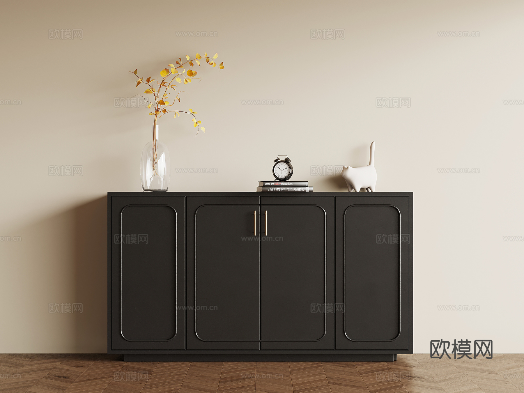 法式复古鞋柜 玄关柜su模型