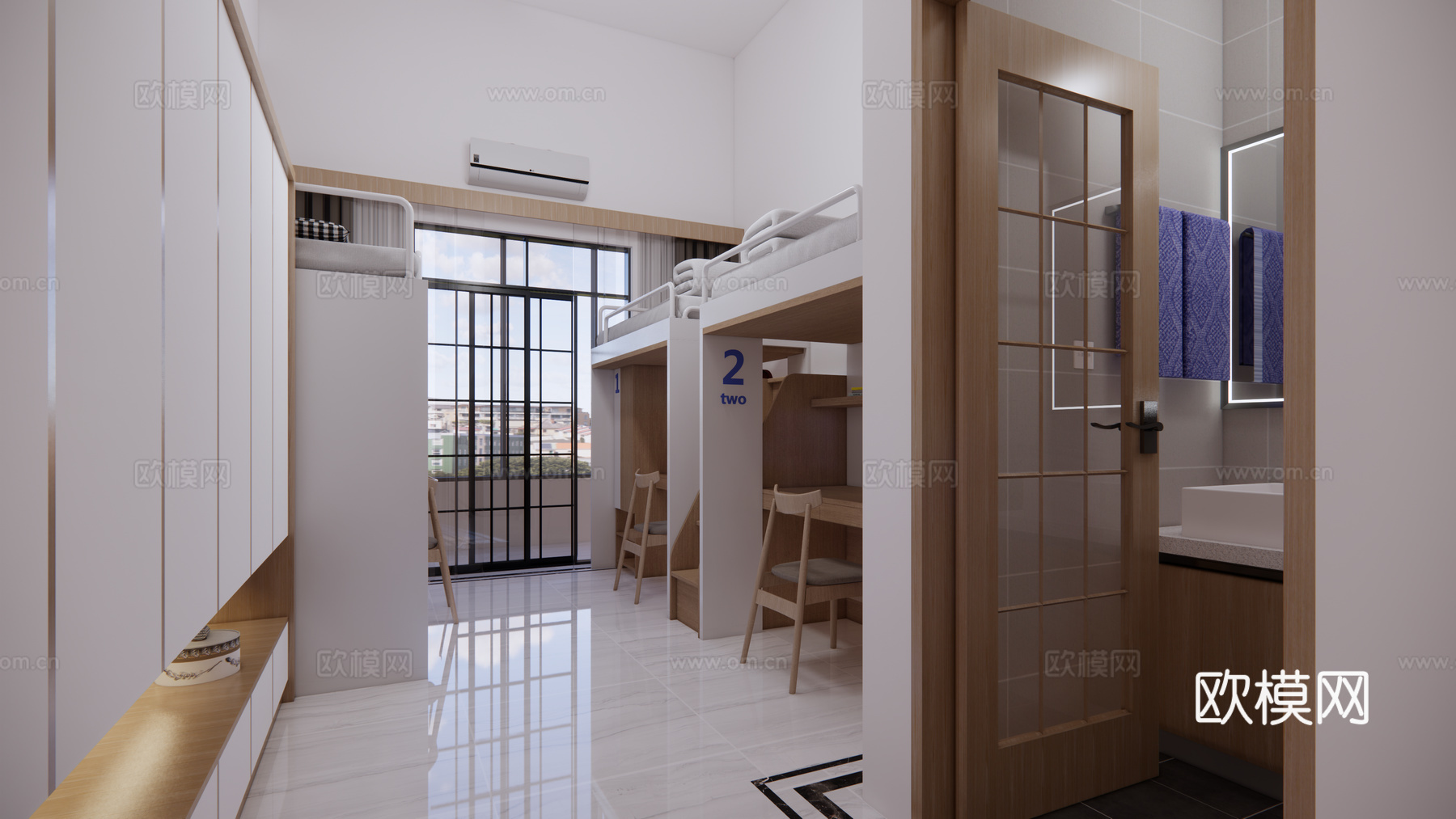 现代风格宿舍  学生宿舍 工厂宿舍su模型