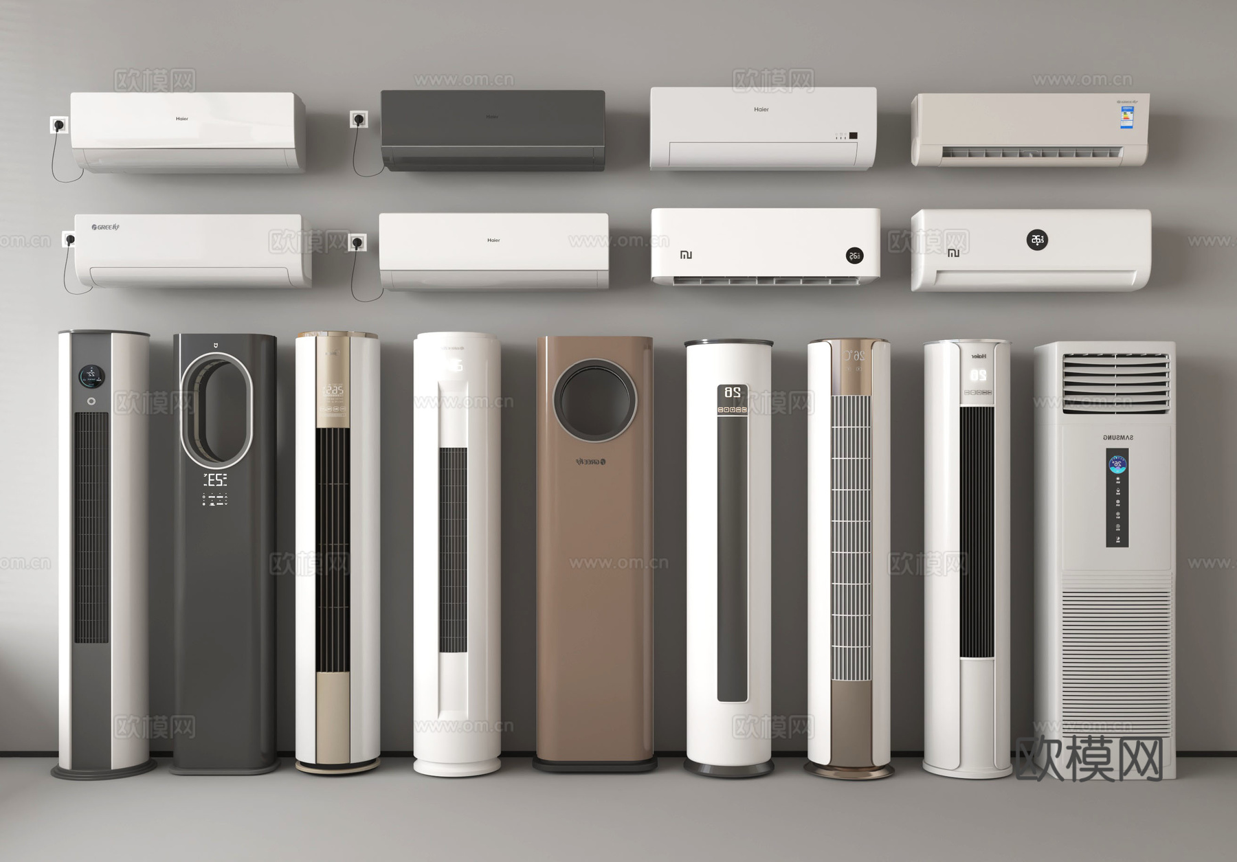 现代空调 壁挂式空调 立式空调su模型