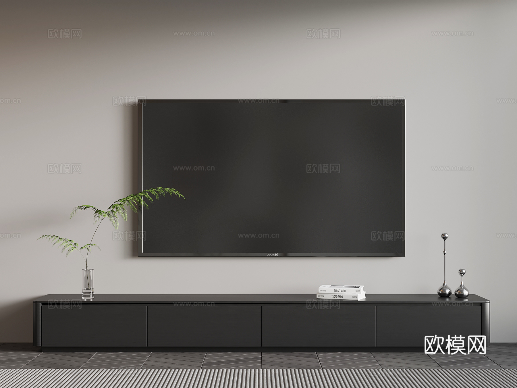 现代意式电视柜 包豪斯电视柜 简易电视柜su模型