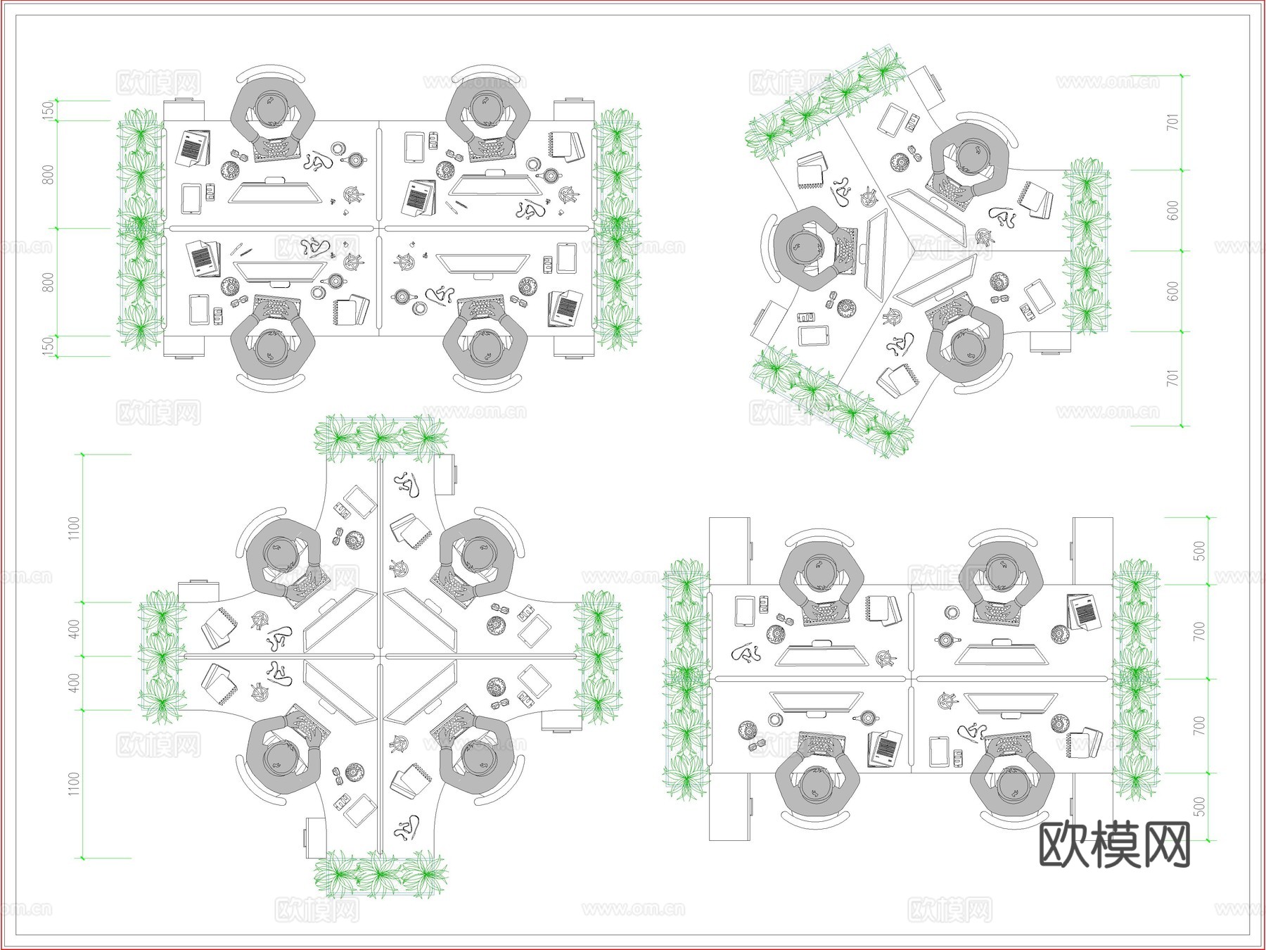 2025年最新办公桌椅员工工位CAD图库cad施工图