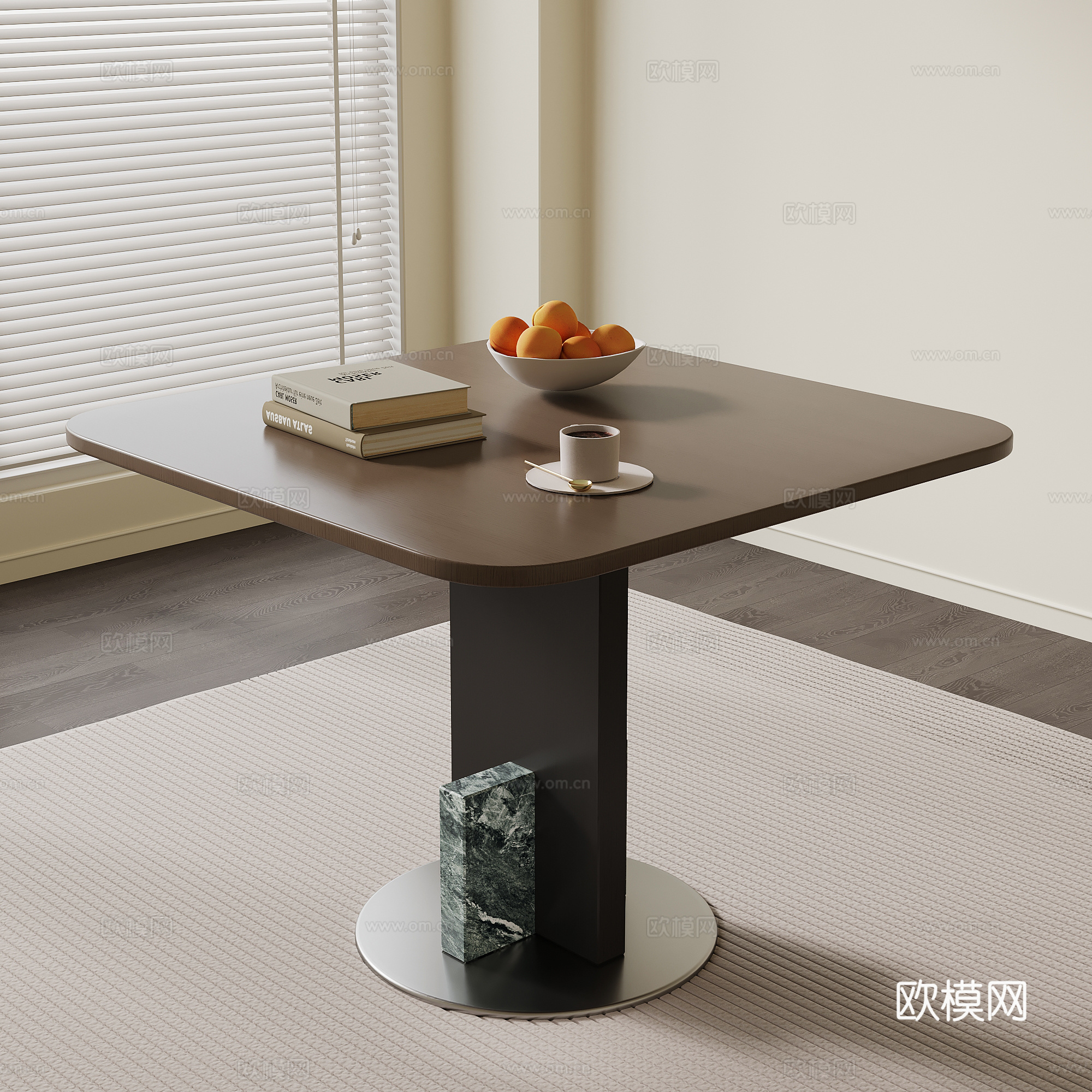 现代意式餐桌 洽谈桌 方桌su模型
