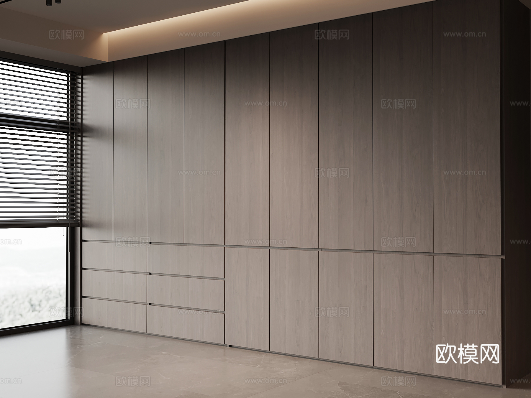 现代意式极简衣柜 成品衣柜su模型