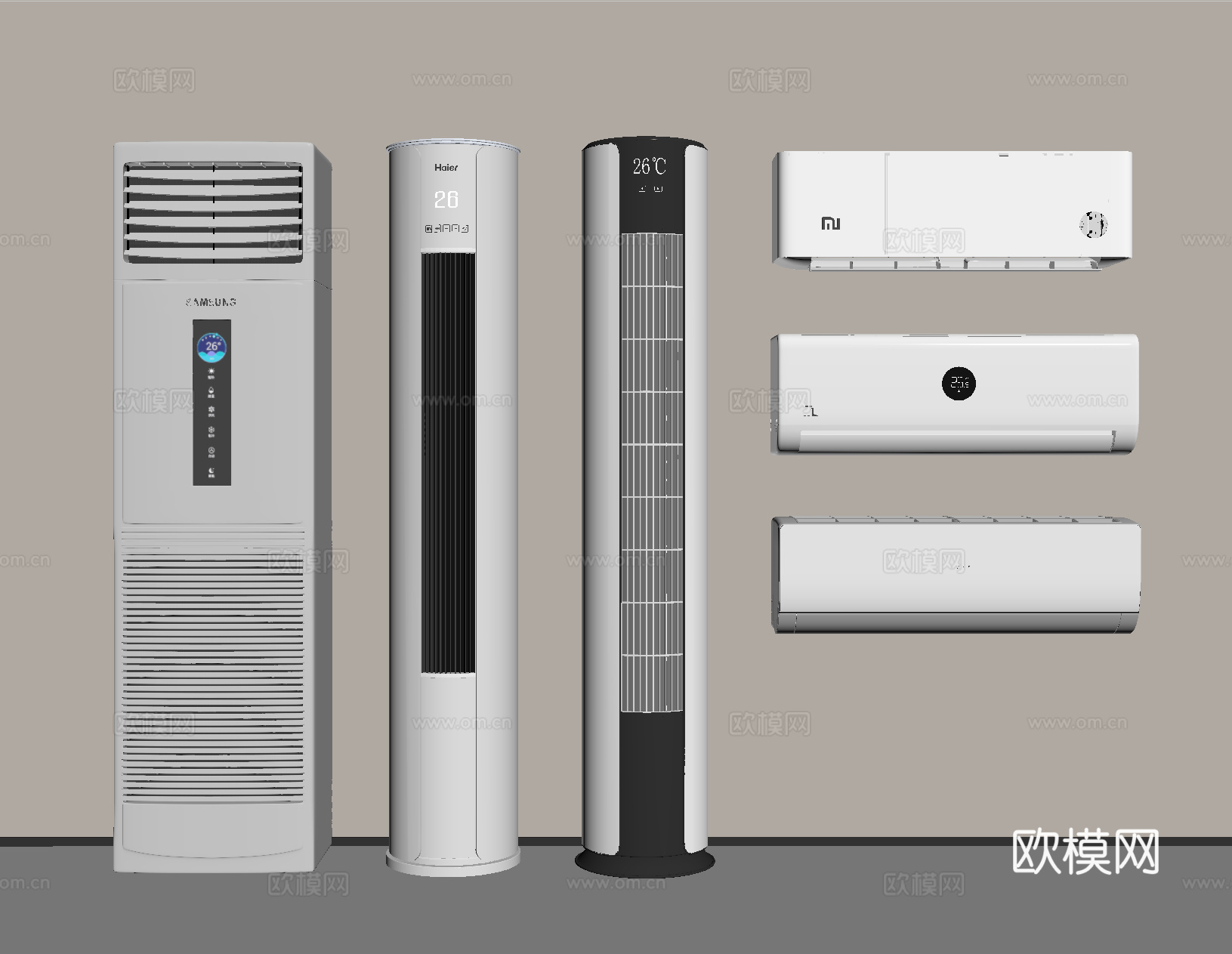 现代空调 壁挂式空调 立式空调su模型