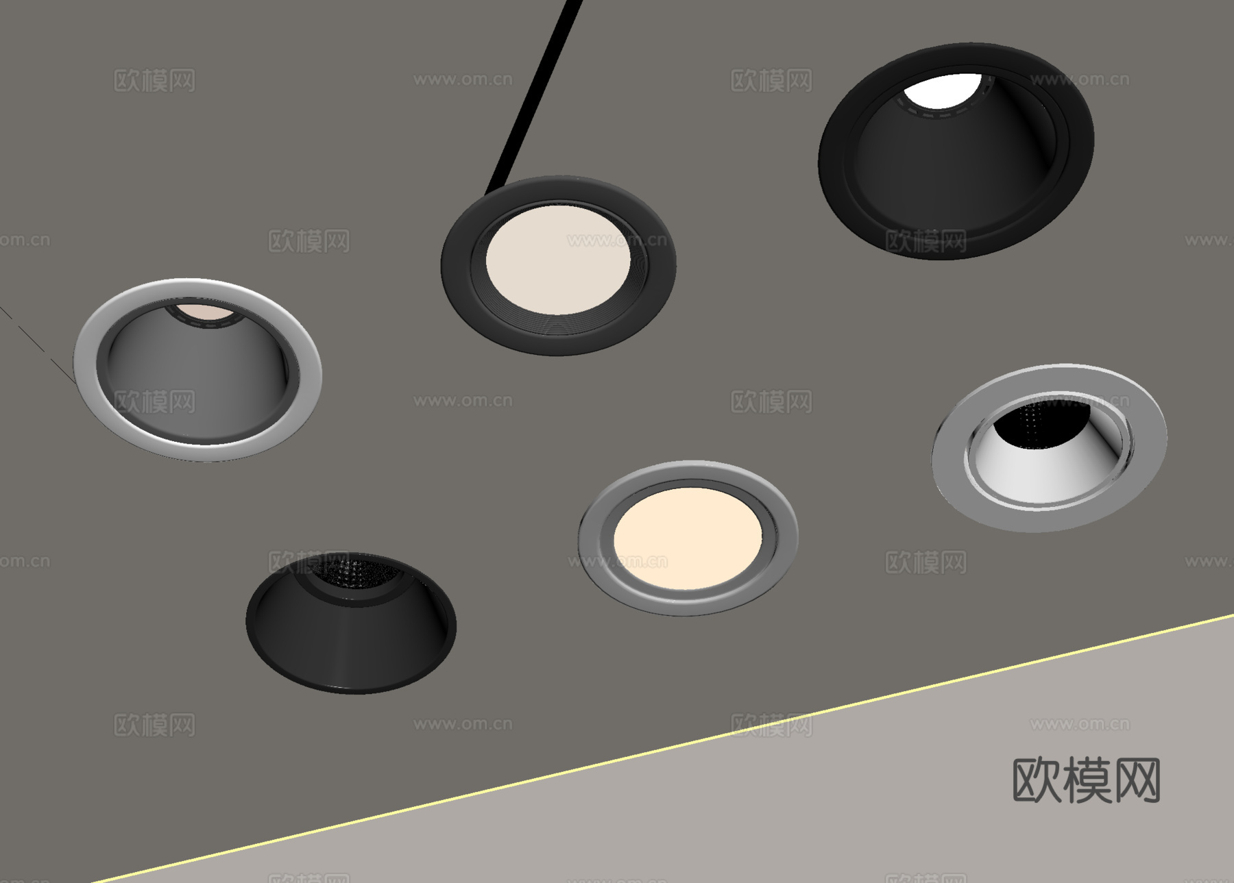 现代筒灯射灯 内嵌筒灯射灯  牛角灯su模型