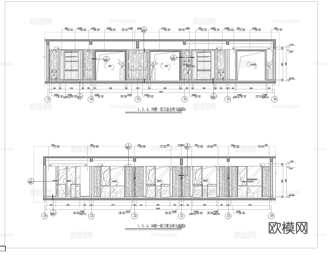 最新4套 棋牌室 施工图合集cad施工图