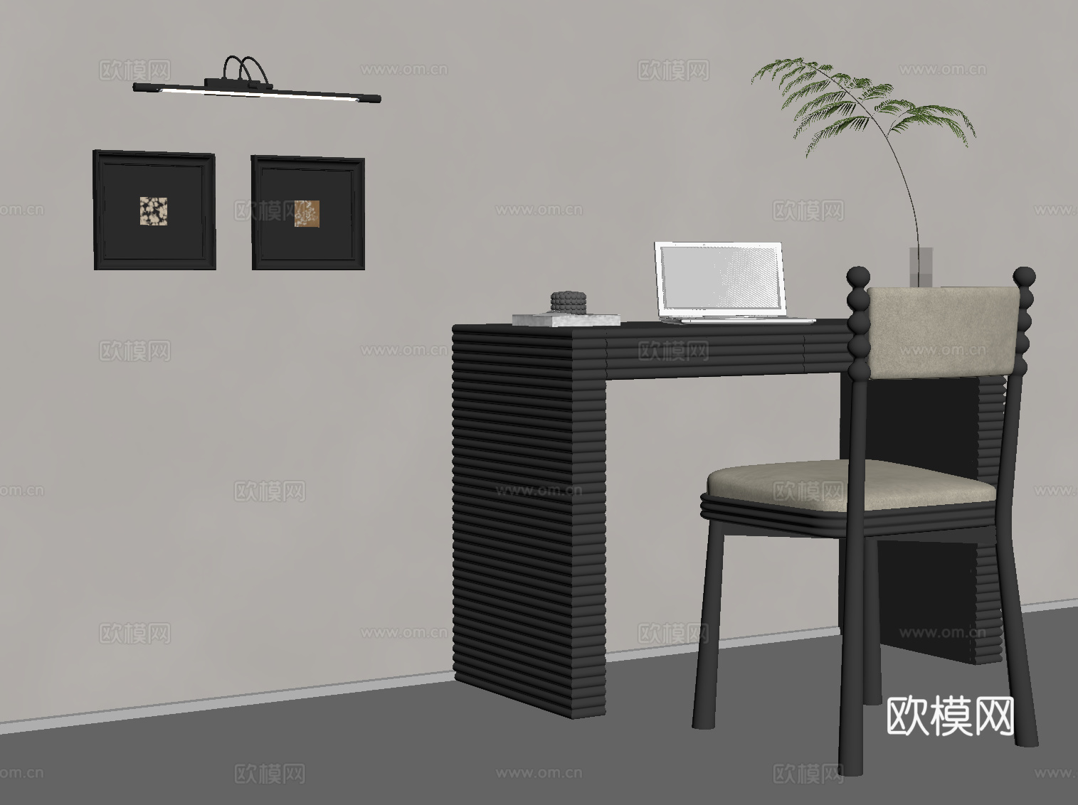 现代书桌椅 极简书桌椅su模型