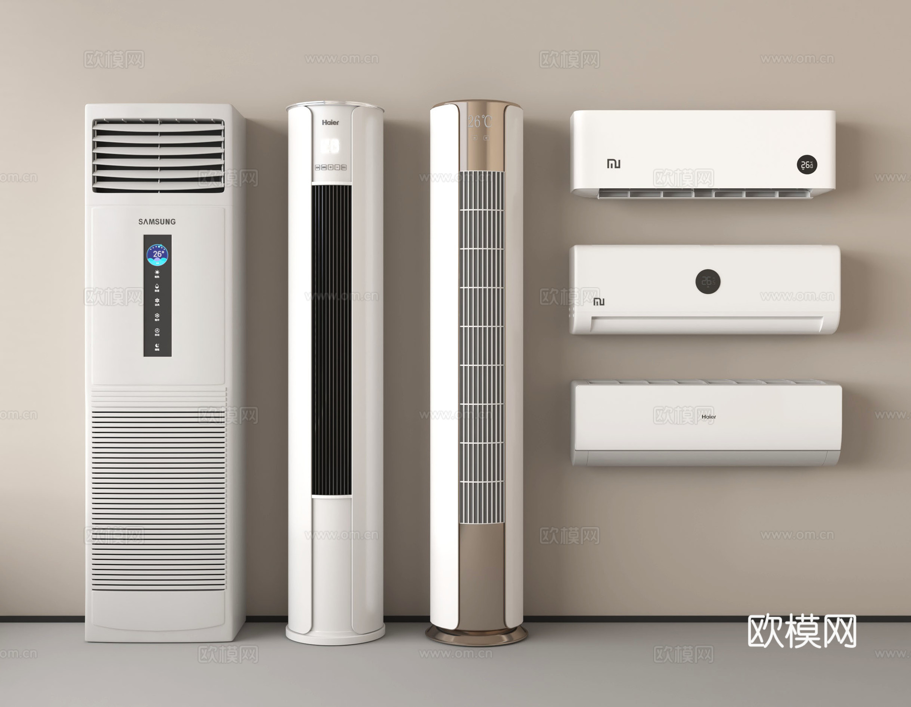 现代空调 壁挂式空调 立式空调su模型