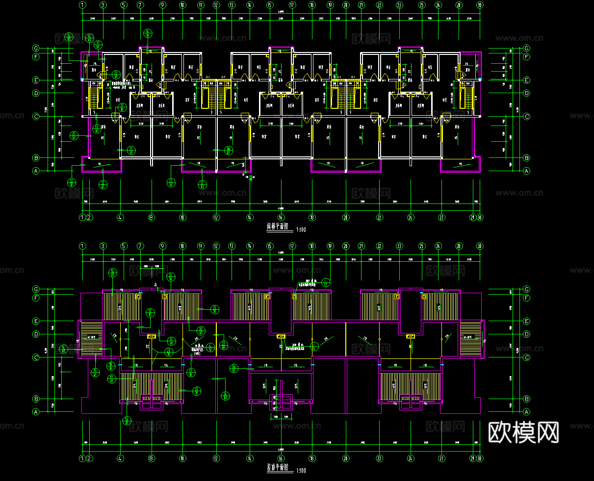 七层建筑施工图cad施工图