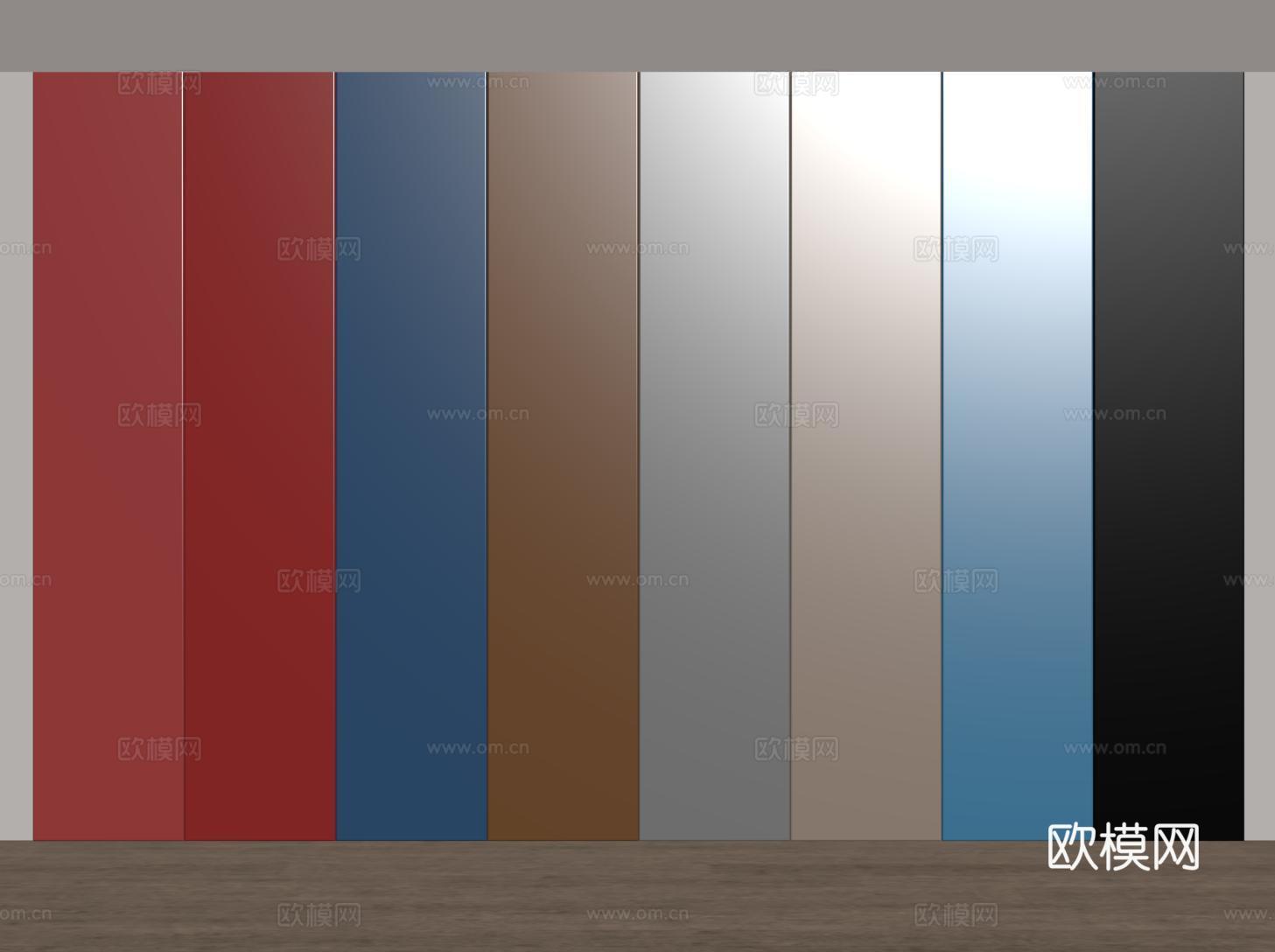 现代烤漆护墙板 纯色木饰面板 马兰底色墙板su模型