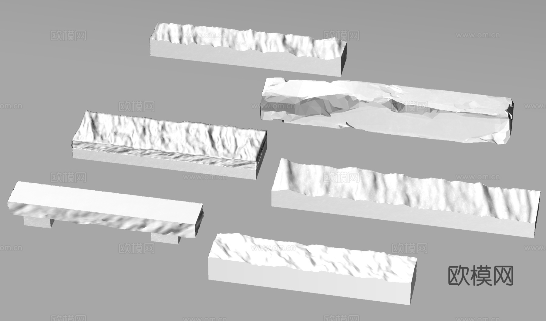 新中式条石 景观条石 景石 条石坐凳su模型