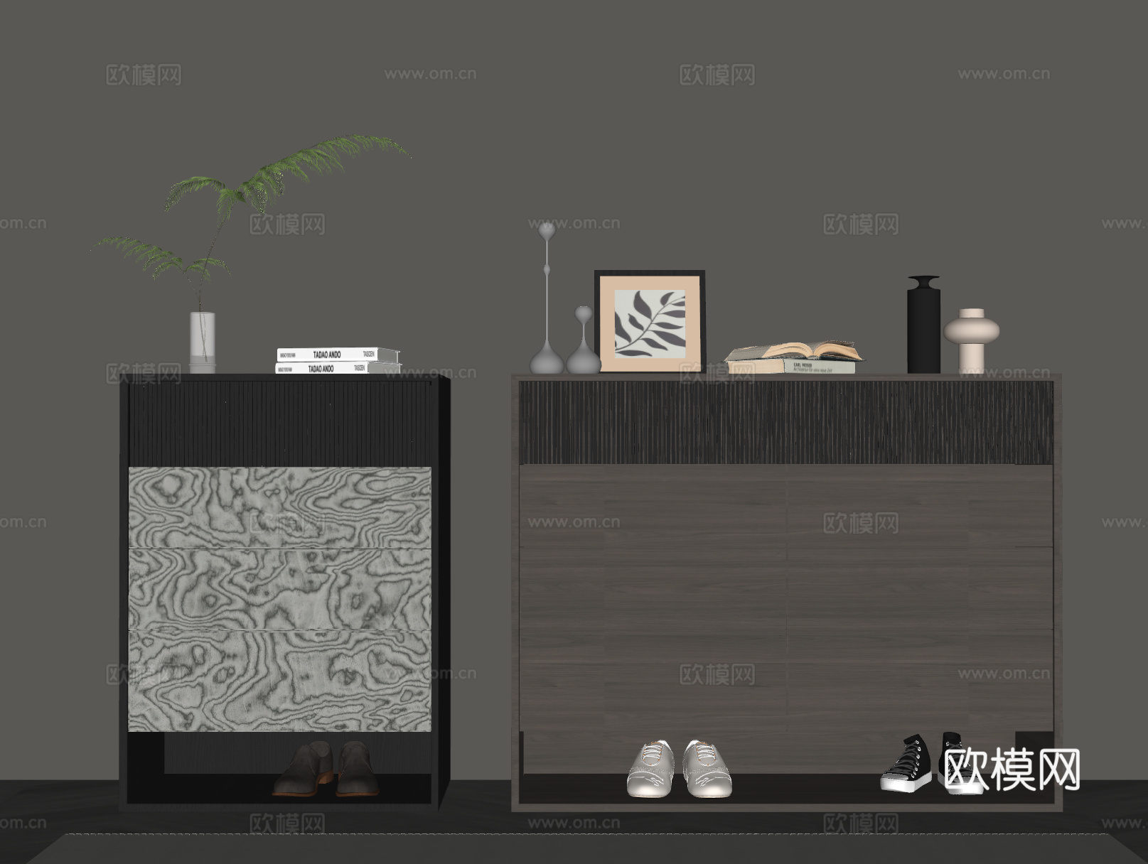 现代意式鞋柜 包豪斯鞋柜 玄关柜su模型