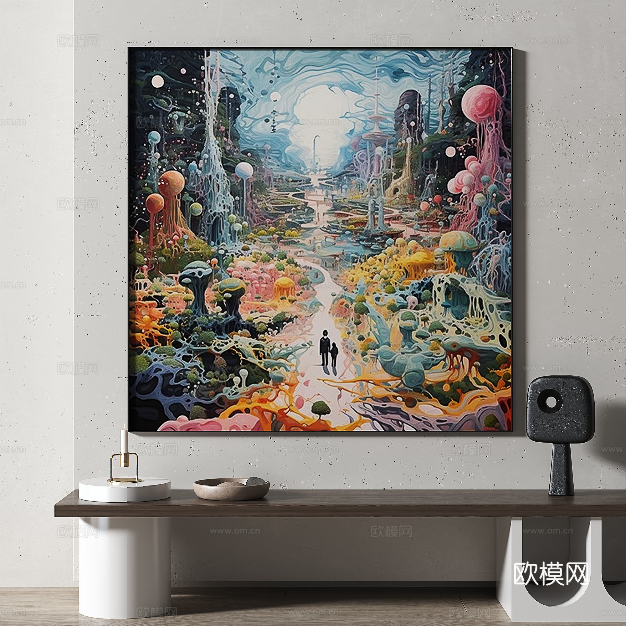 现代，复古，抽象，油彩，风景，装饰画免费3d模型