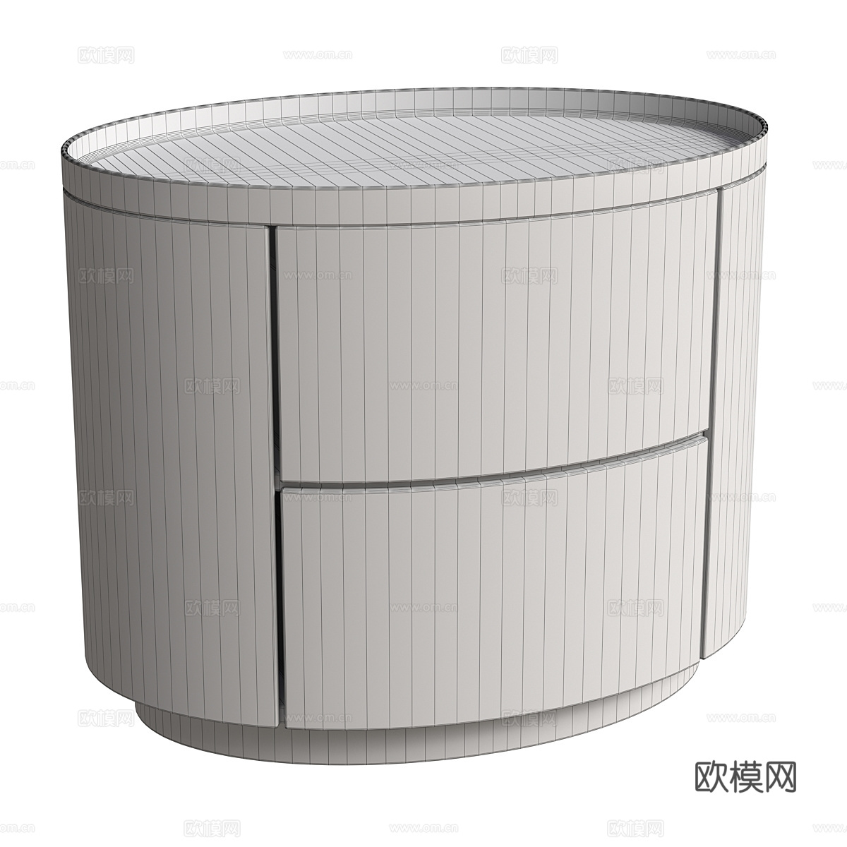 现代意式椭圆床头柜3d模型下载（渲染图4）