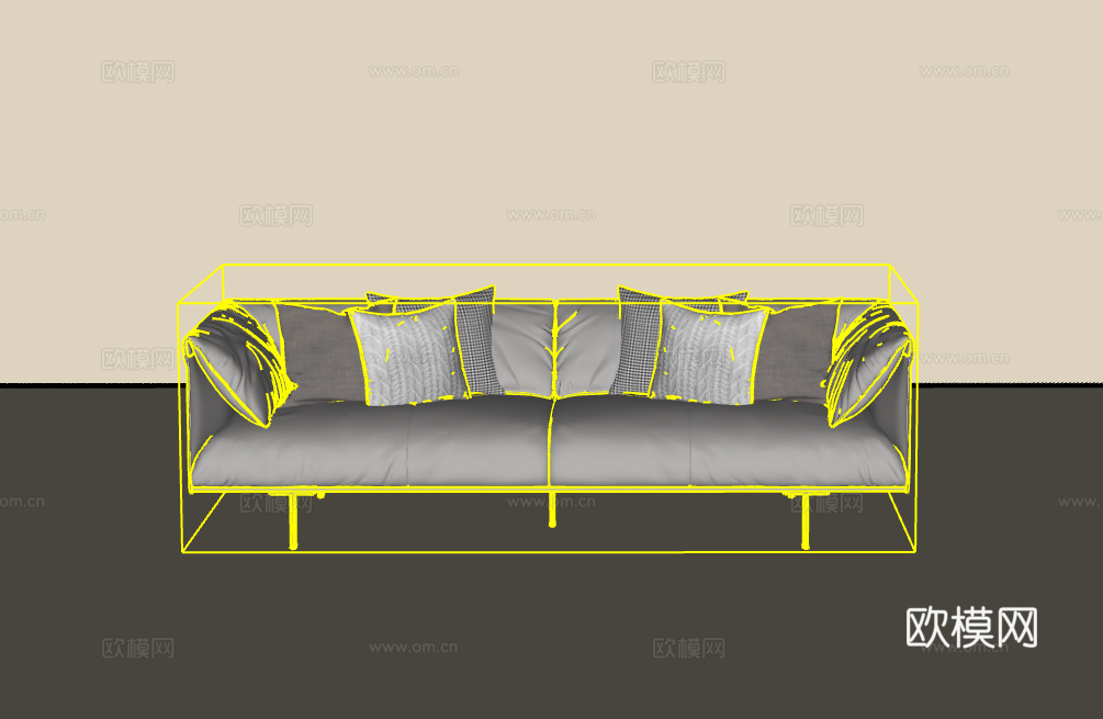 三人沙发su模型下载（渲染图2）