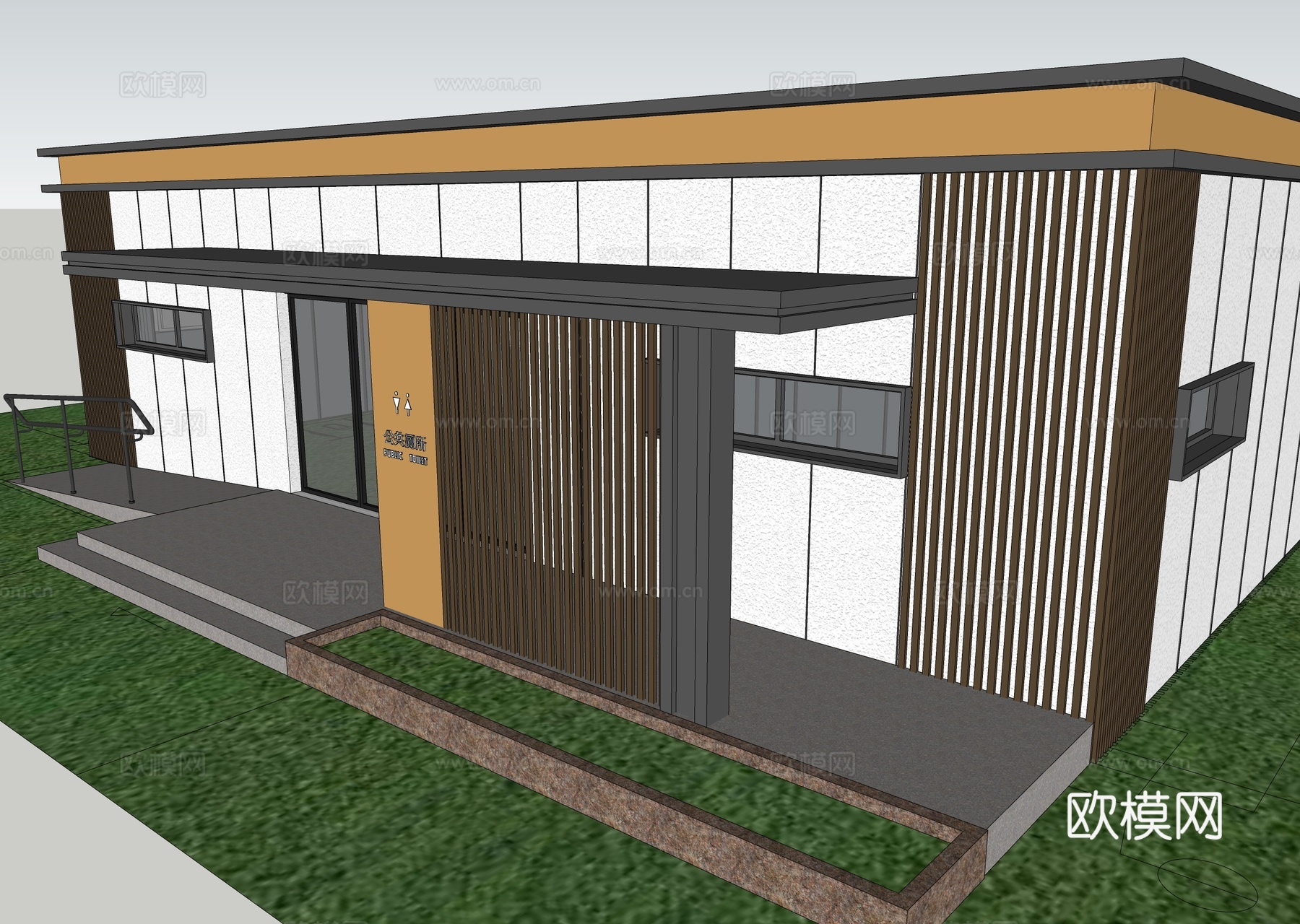 现代公厕 公共卫生间建筑su模型