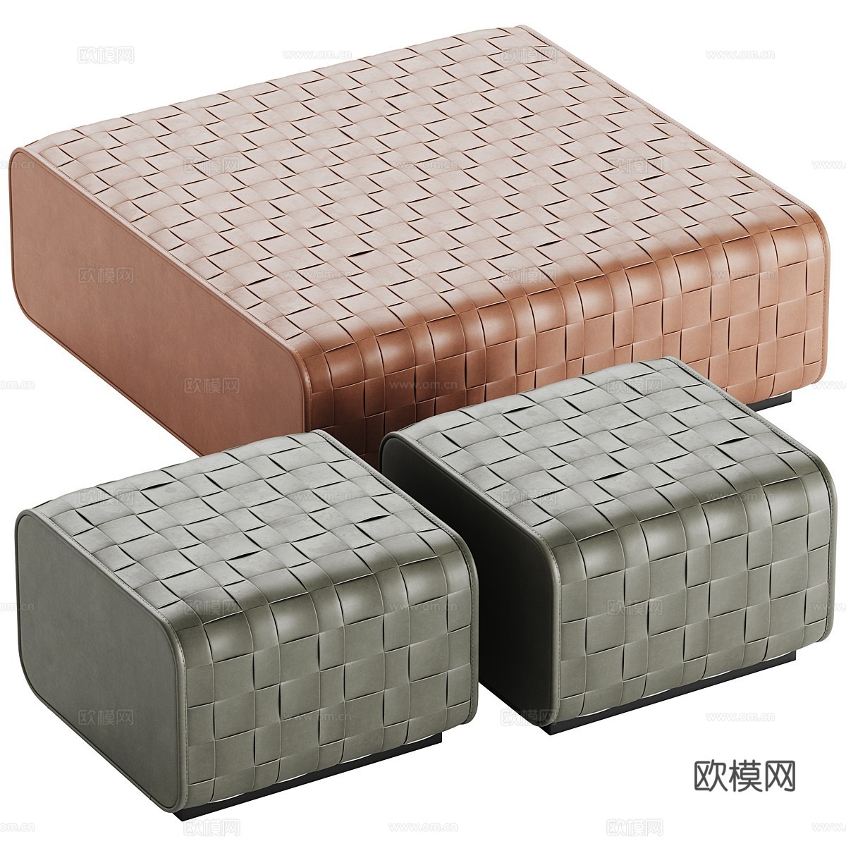 现代意式 Gaston Ulivisalotti 皮革沙发凳3d模型下载（渲染图5）