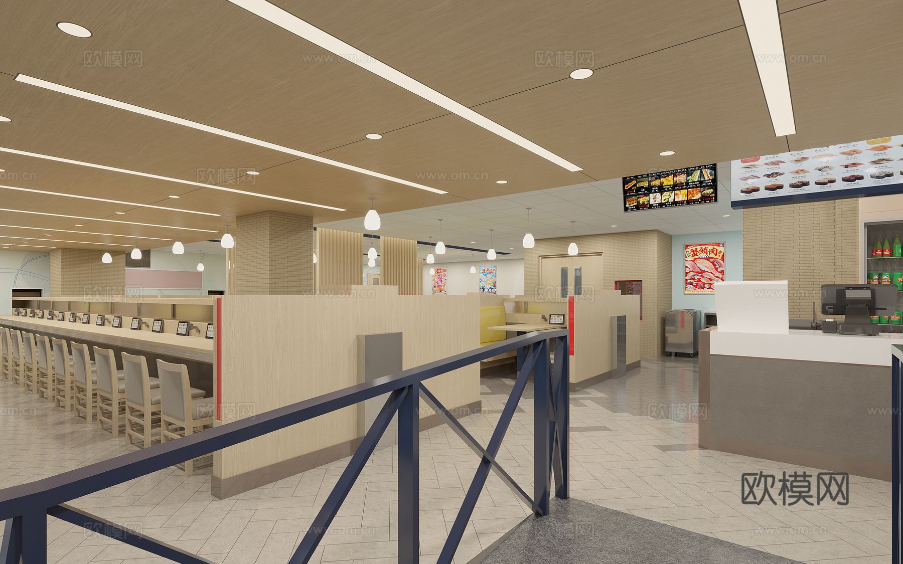 现代 餐饮空间 日料店3d模型下载（渲染图3）