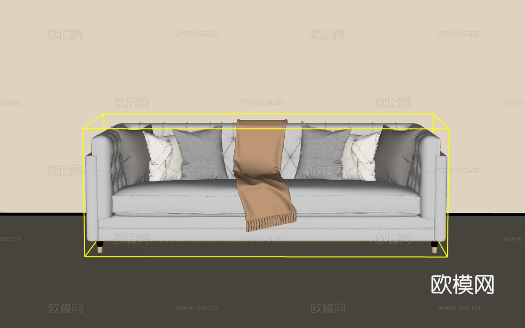 三人沙发su模型