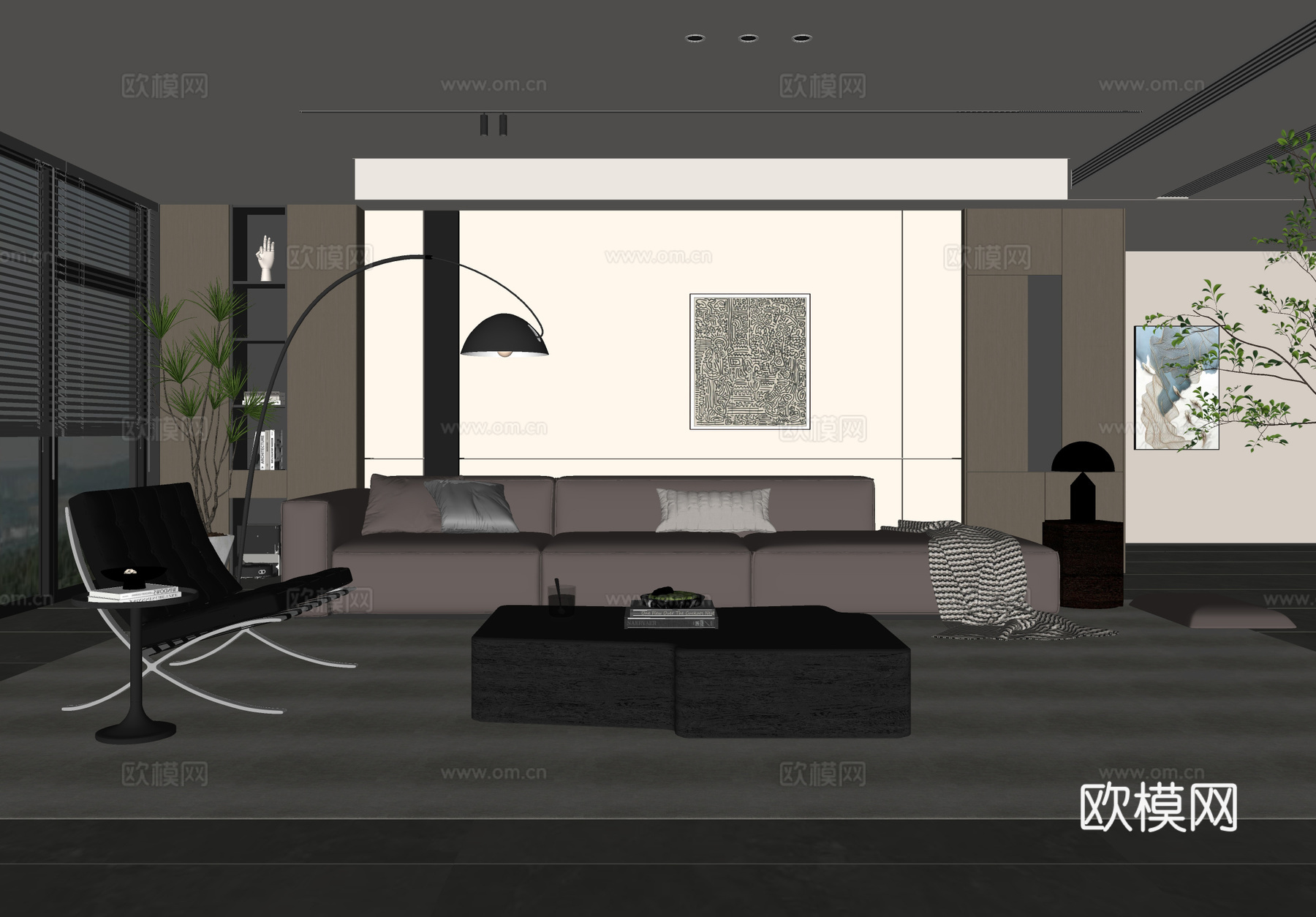 意式客厅 现代客厅 沙发背景墙 组合沙发 沙发茶几组合 客厅su模型