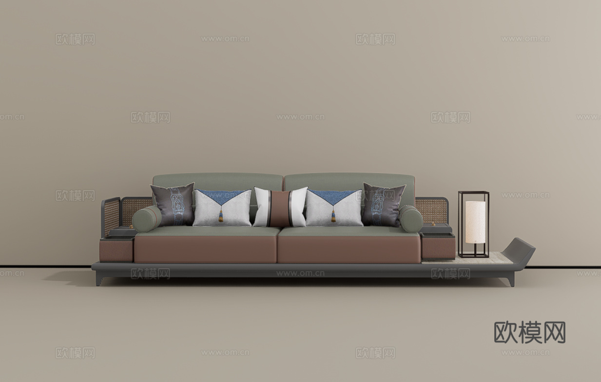 三人沙发su模型