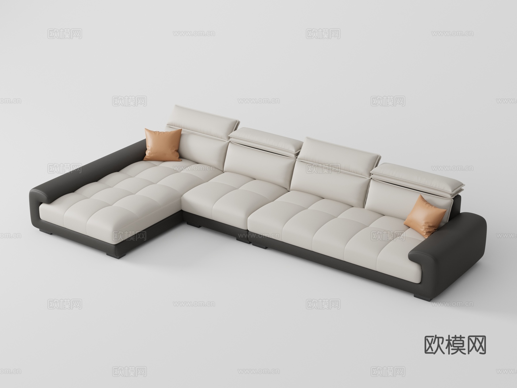 现代简约休闲贵妃沙发 大小户型沙发组合3d模型下载（渲染图2）