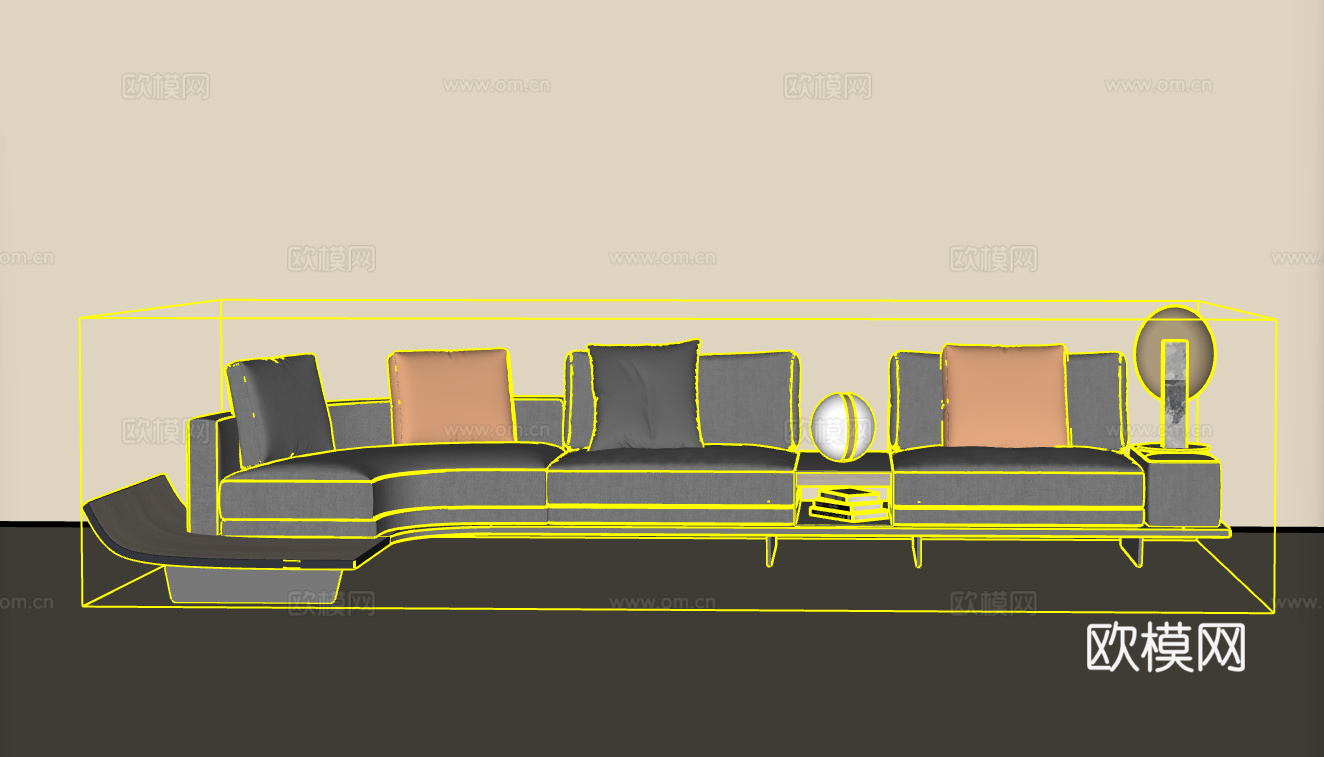 多人沙发su模型下载（渲染图2）