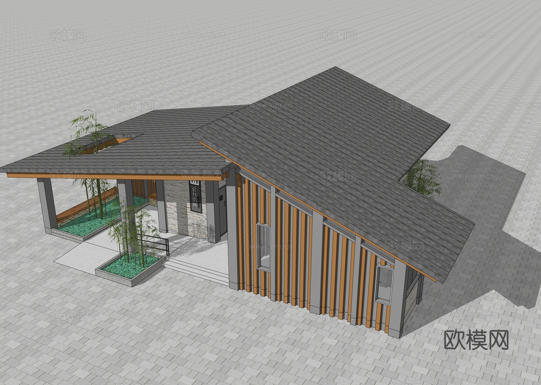 现代公厕 公共卫生间建筑su模型