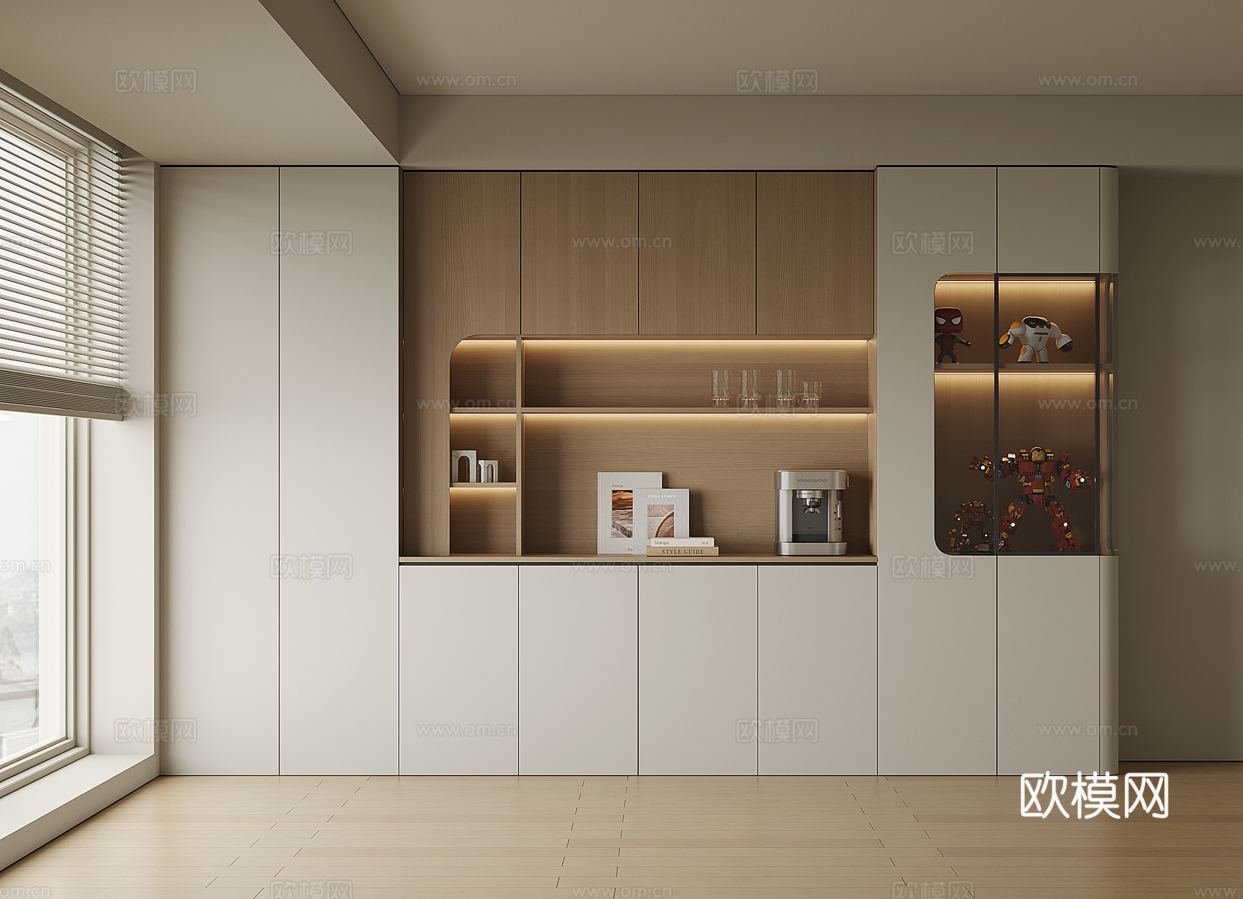 现代酒柜餐边柜su模型