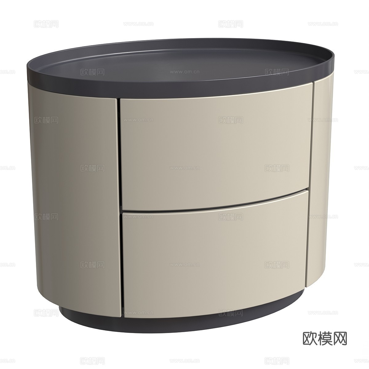 现代意式椭圆床头柜3d模型下载（渲染图1）